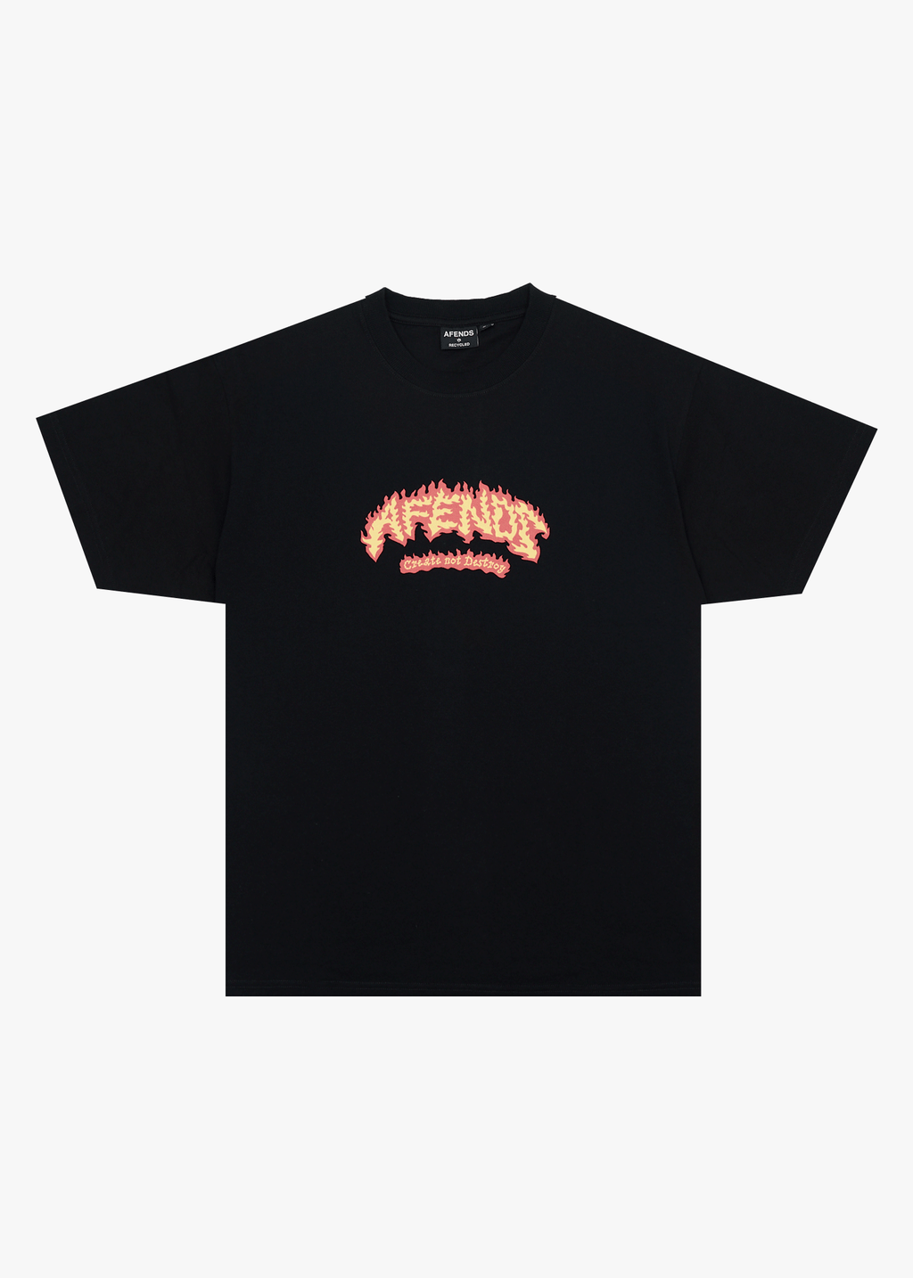 AFENDS Mens Flame On - Boxy Tee - Black