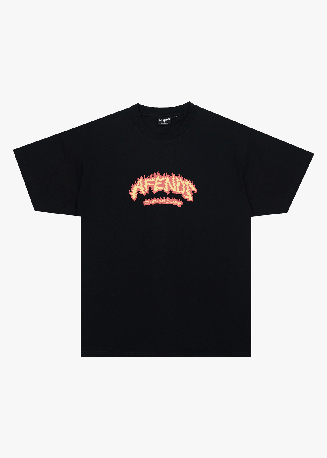 AFENDS Mens Flame On - Boxy Tee - Black