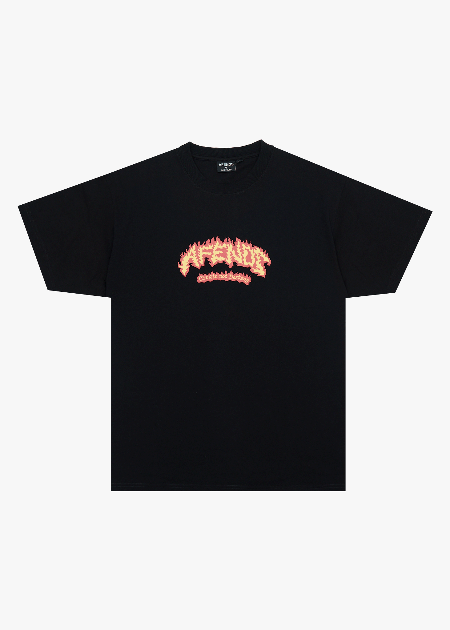 AFENDS Mens Flame On - Boxy Tee - Black