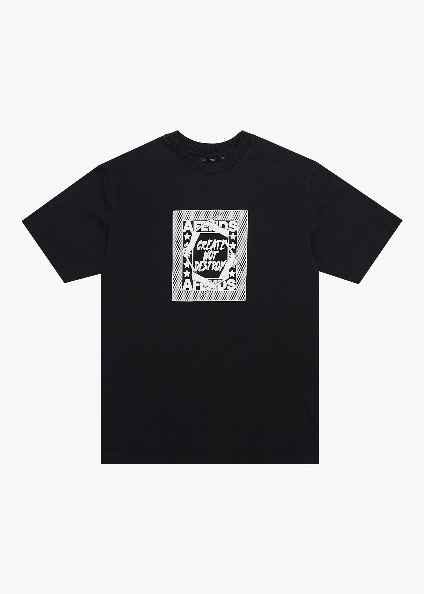 AFENDS Mens Painter - Retro Tee - Stone Black