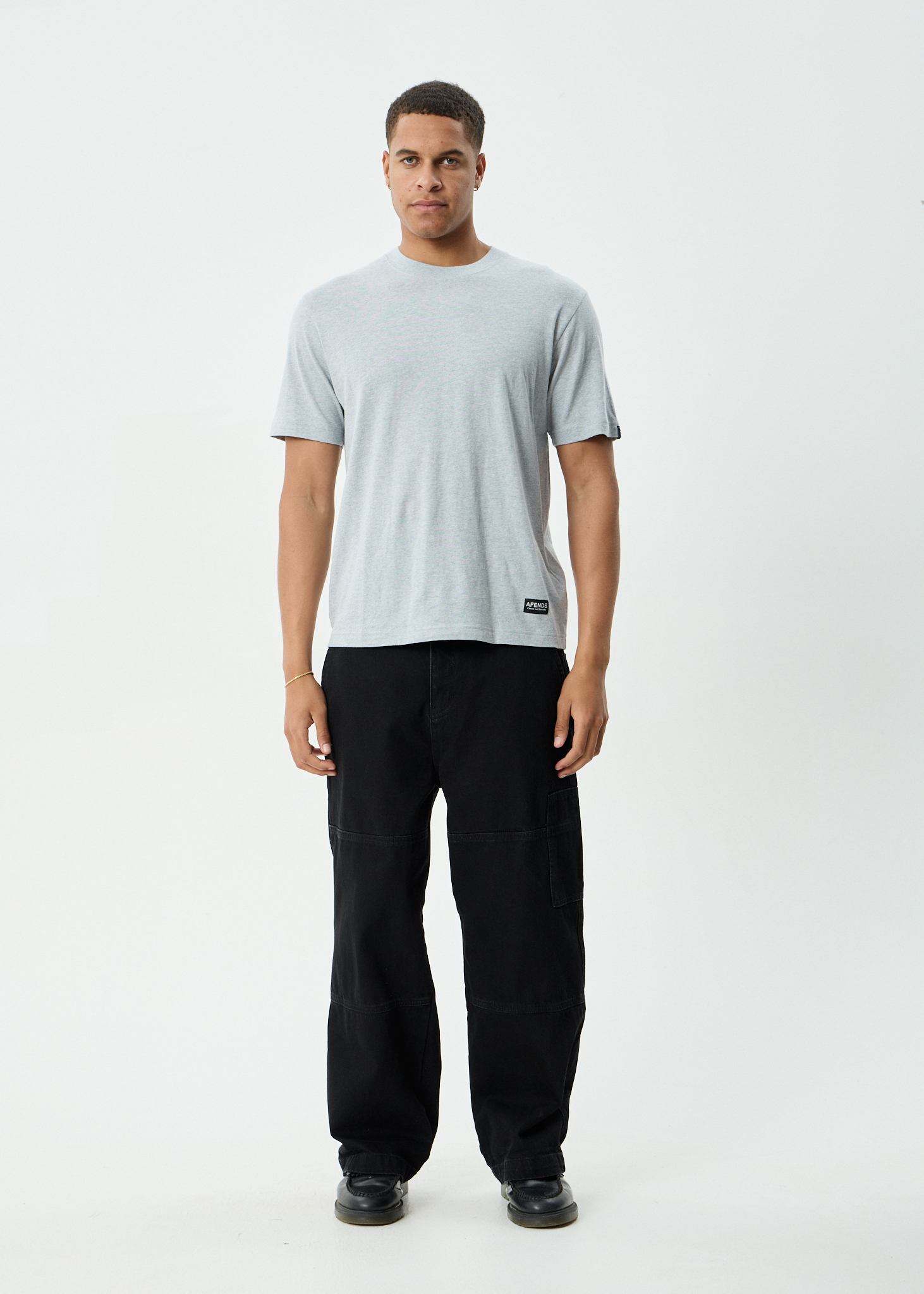 AFENDS Mens Classic - Retro Tee - Shadow Grey Marle