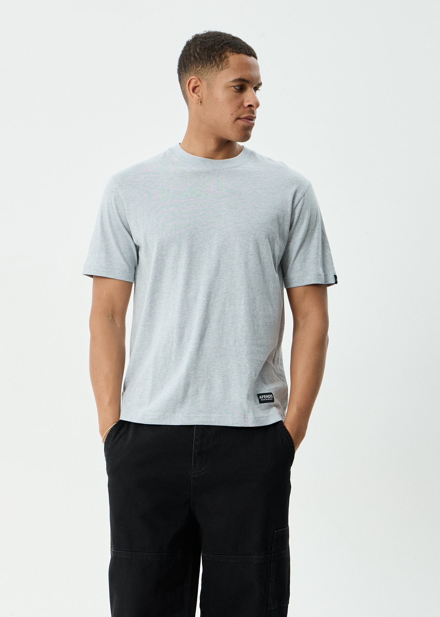 AFENDS Mens Classic - Retro Tee - Shadow Grey Marle