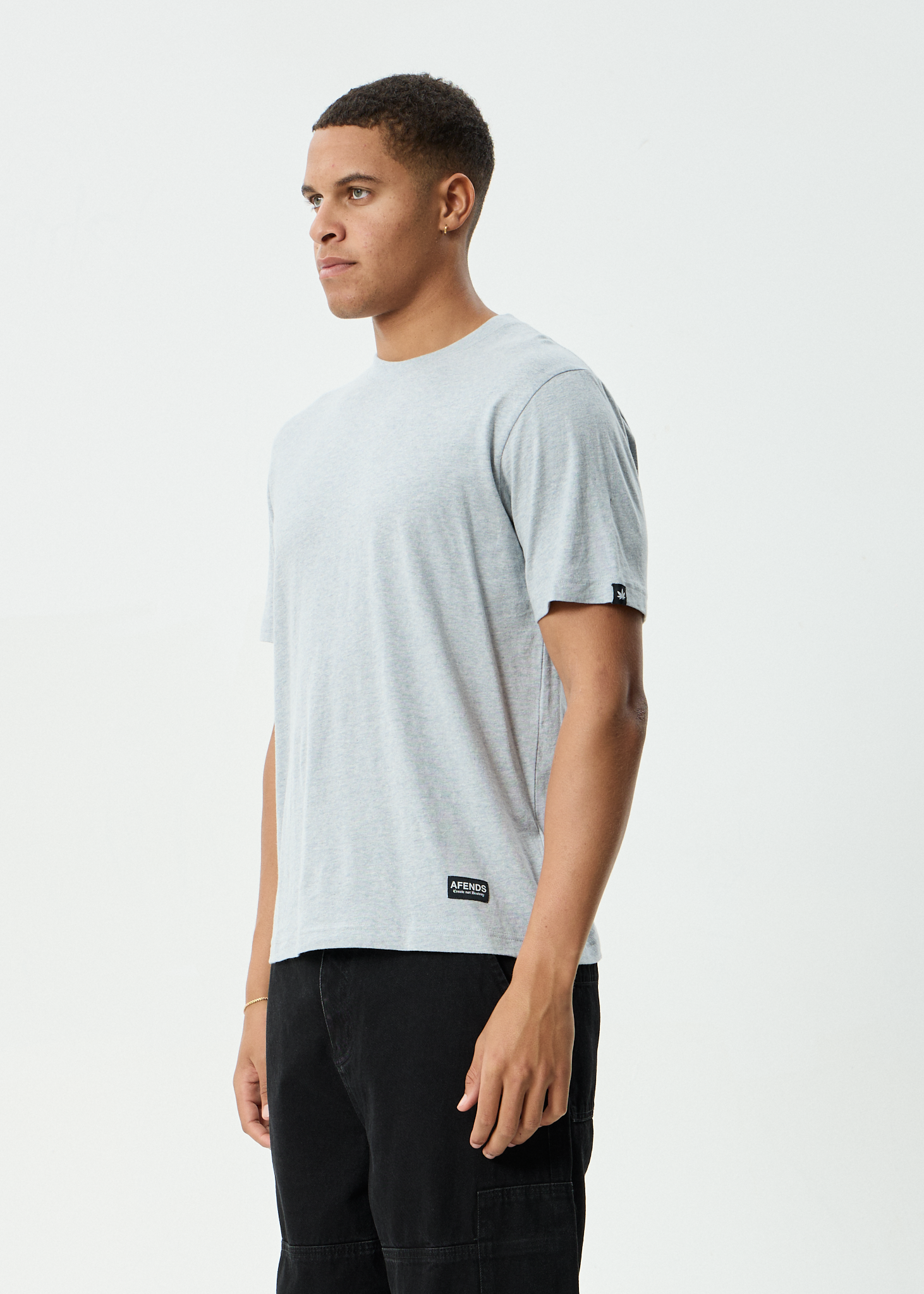 AFENDS Mens Classic - Retro Tee - Shadow Grey Marle