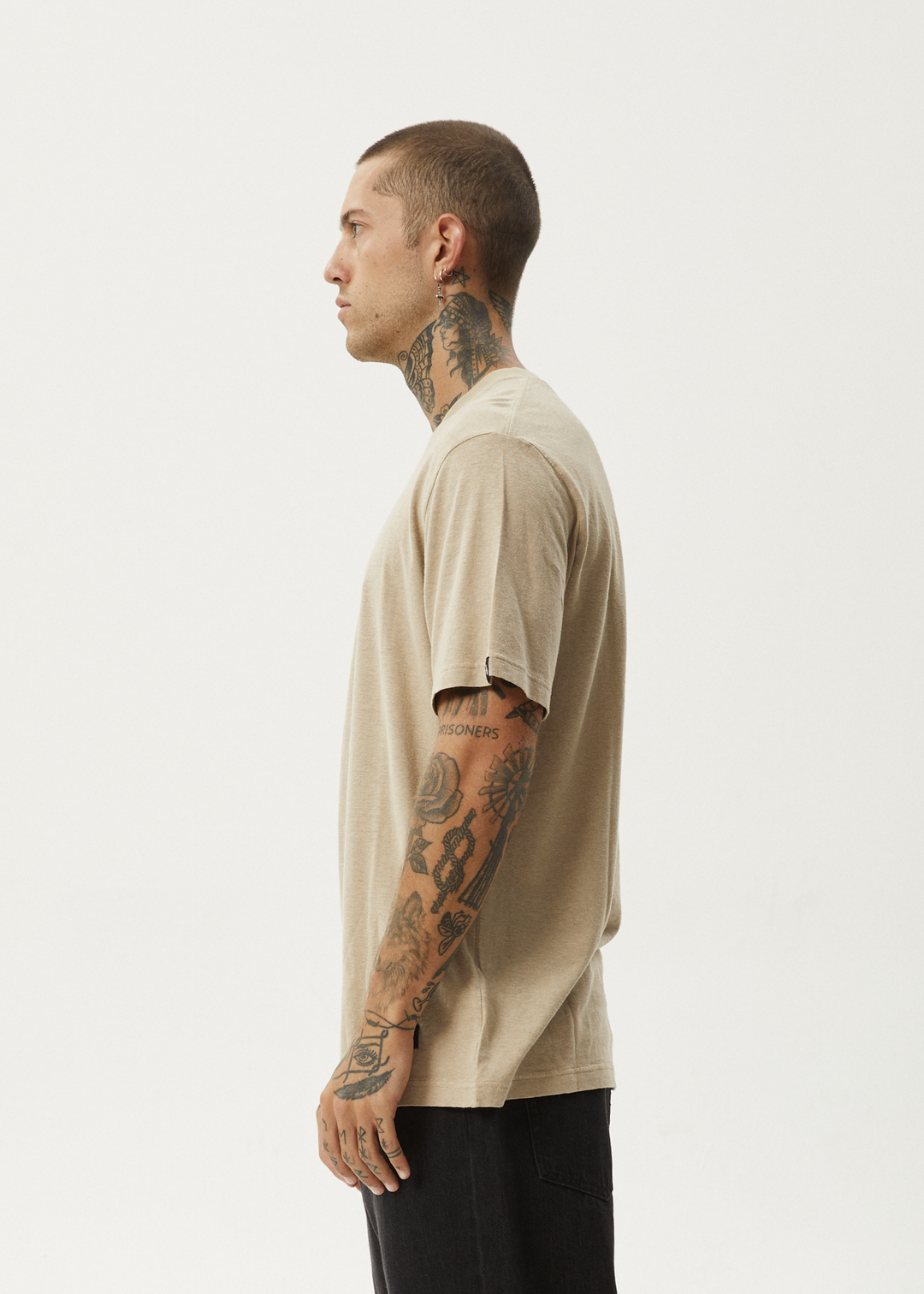 AFENDS Mens Classic - Retro Fit Tee - Taupe 