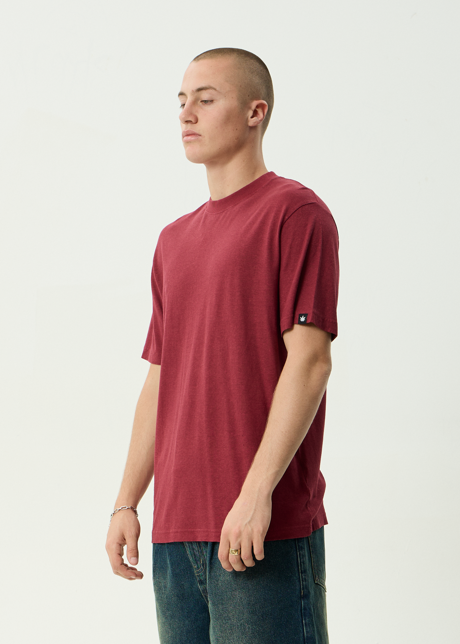 AFENDS Mens Classic - Retro Tee - Washed Burgundy