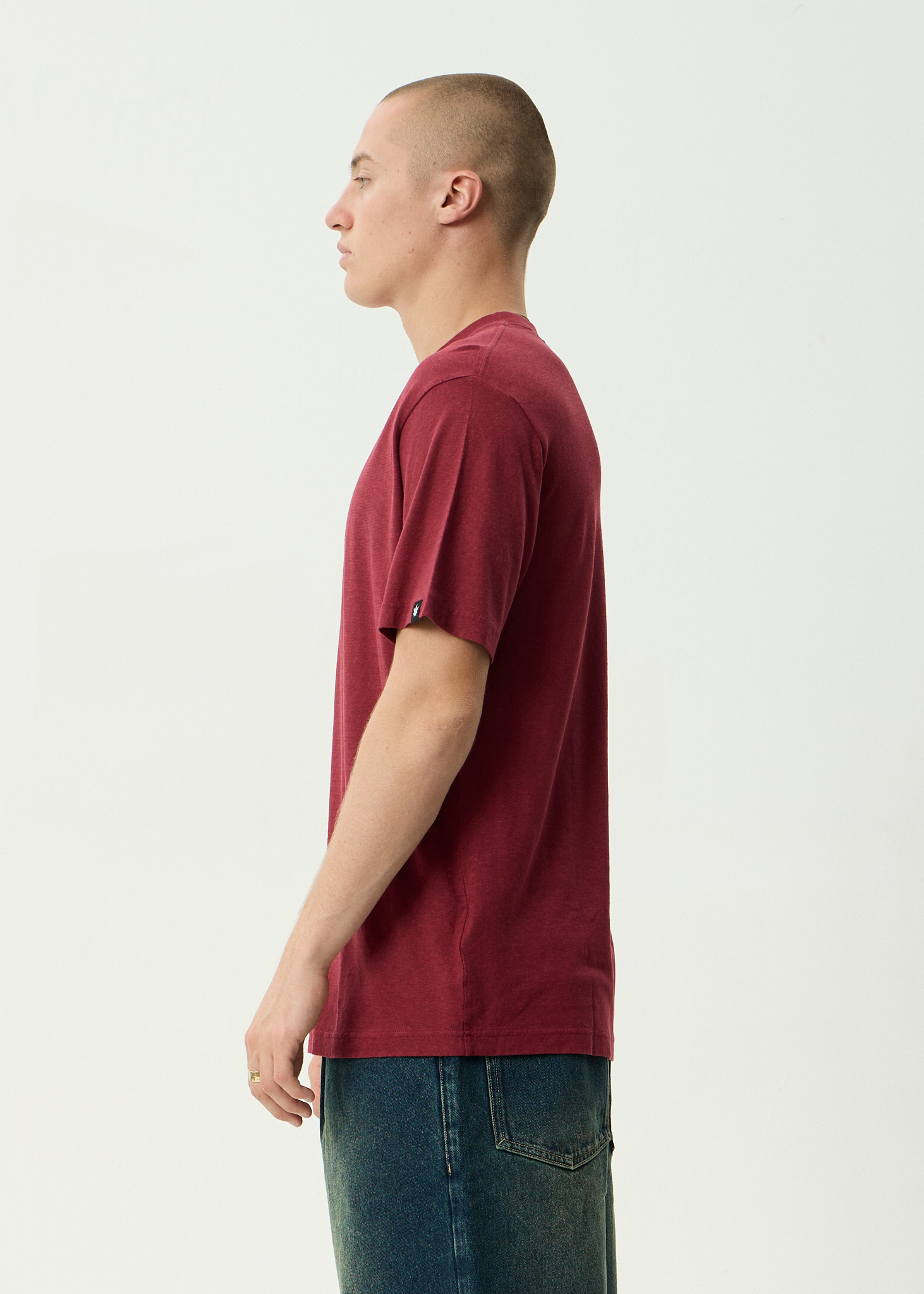 AFENDS Mens Classic - Retro Tee - Washed Burgundy