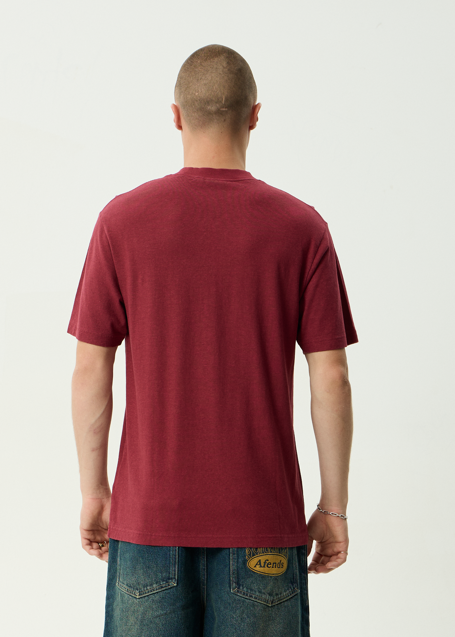 AFENDS Mens Classic - Retro Tee - Washed Burgundy