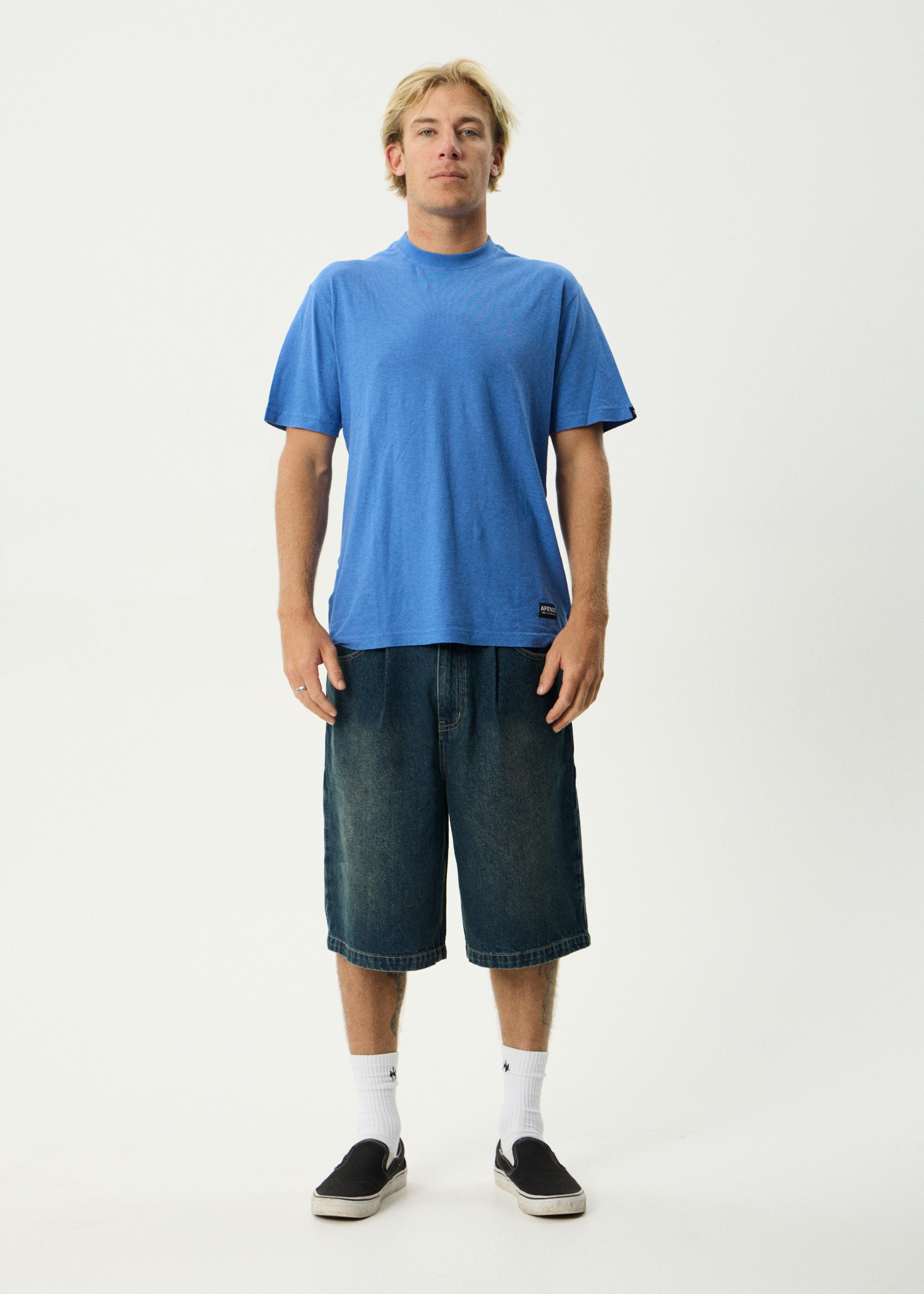 AFENDS Mens Classic - Retro Tee - Washed Marina
