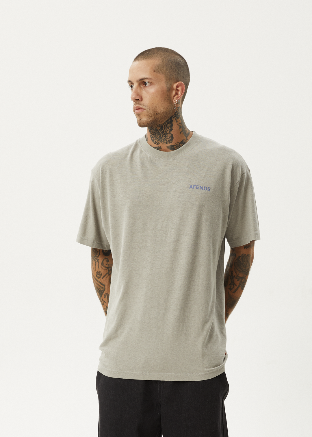 AFENDS Mens Staple - Boxy Fit Tee - Olive 