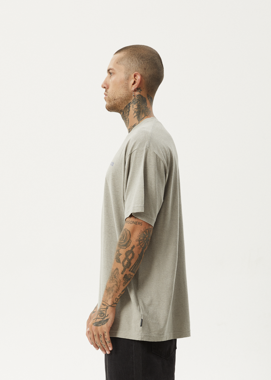 AFENDS Mens Staple - Boxy Fit Tee - Olive 