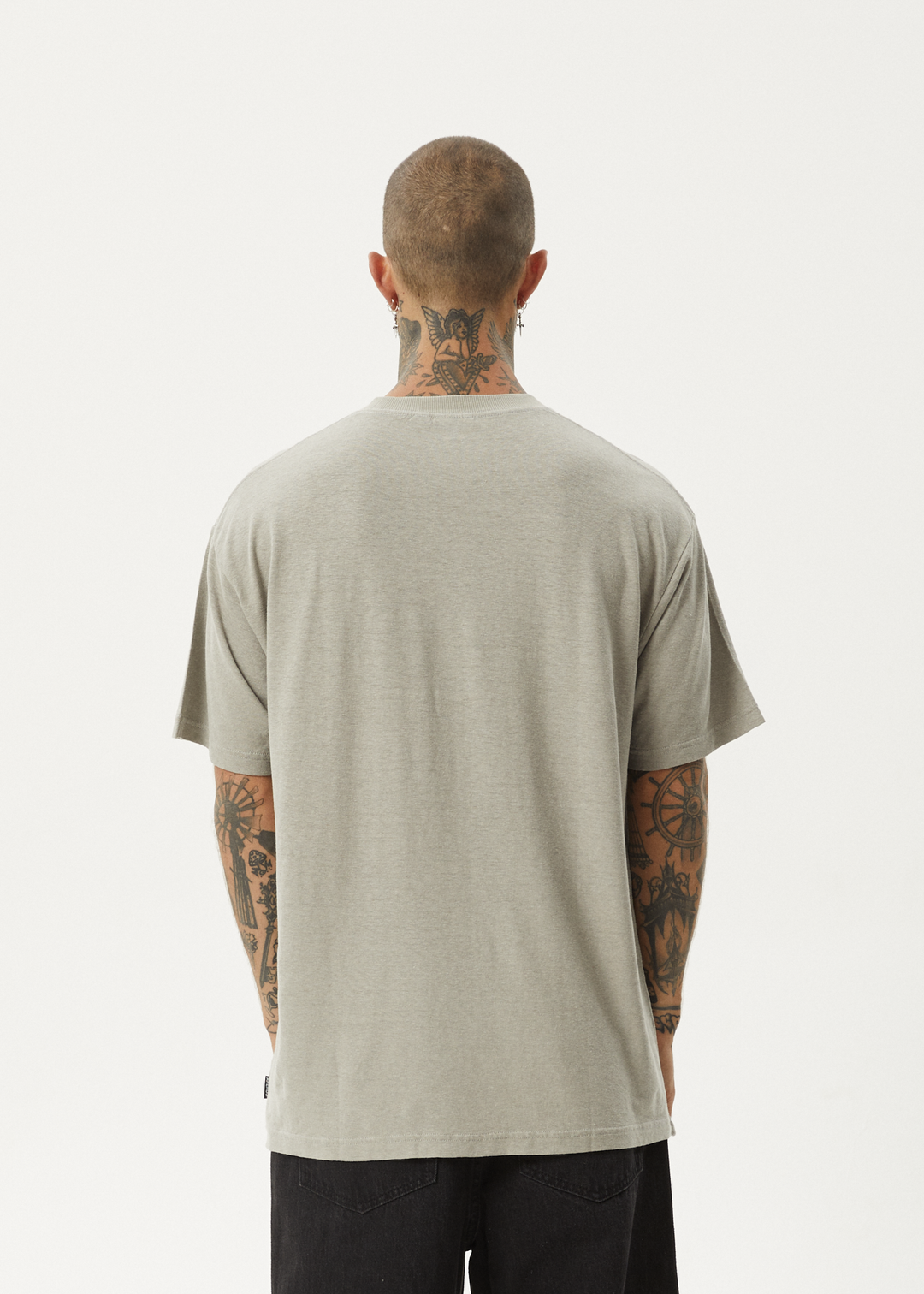 AFENDS Mens Staple - Boxy Fit Tee - Olive 