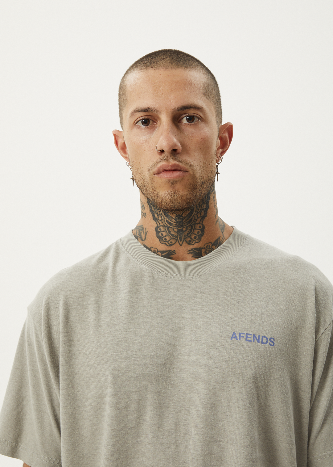 AFENDS Mens Staple - Boxy Fit Tee - Olive 