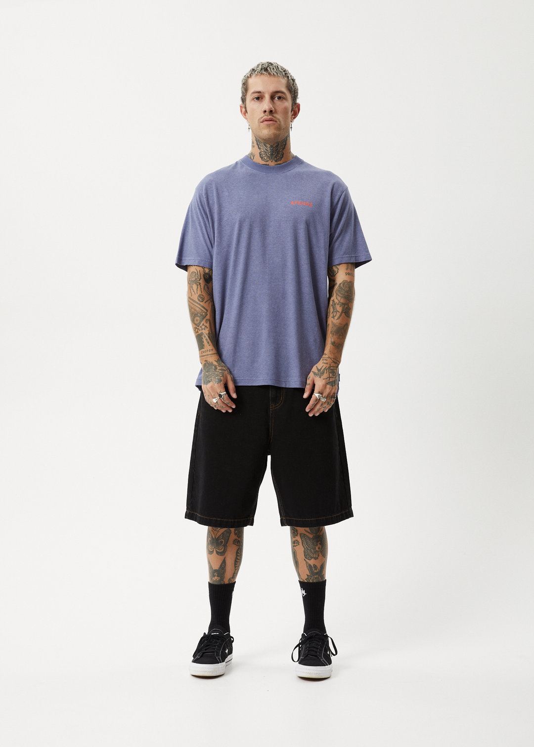 AFENDS Mens Staple - Boxy Fit Tee - Washed Marlin 