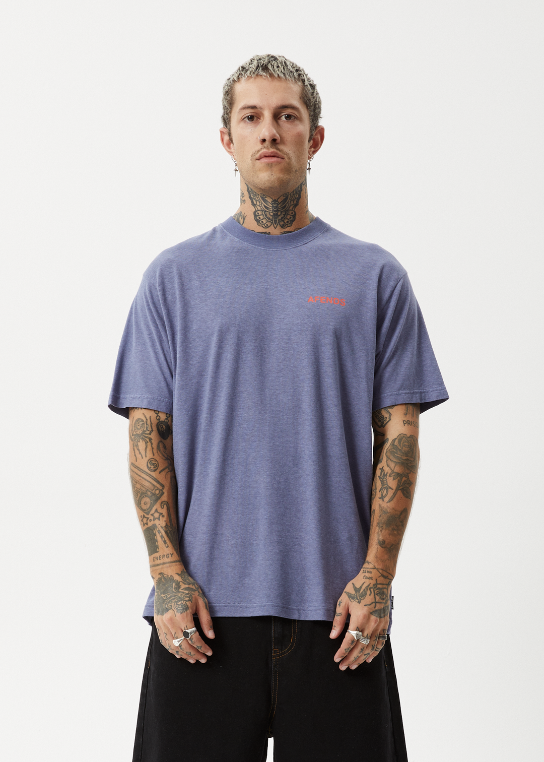 AFENDS Mens Staple - Boxy Fit Tee - Washed Marlin 