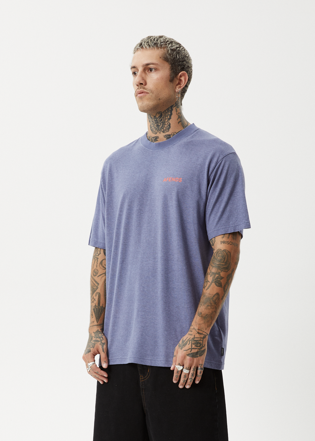 AFENDS Mens Staple - Boxy Fit Tee - Washed Marlin 