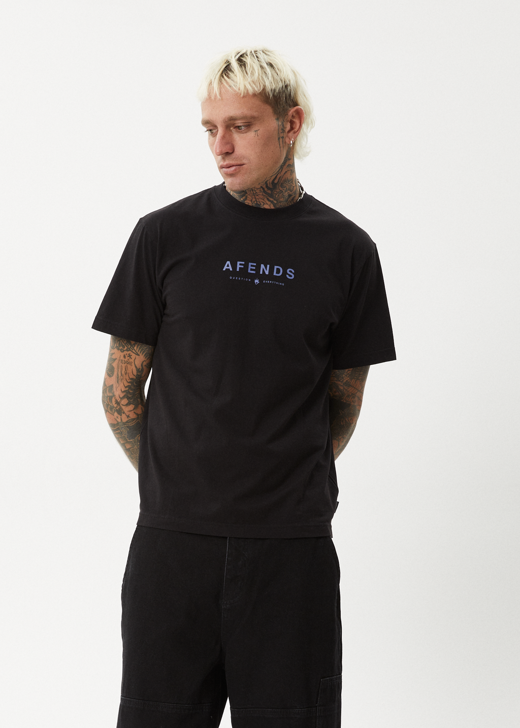 AFENDS Mens Thrown Out - Retro Tee - Black