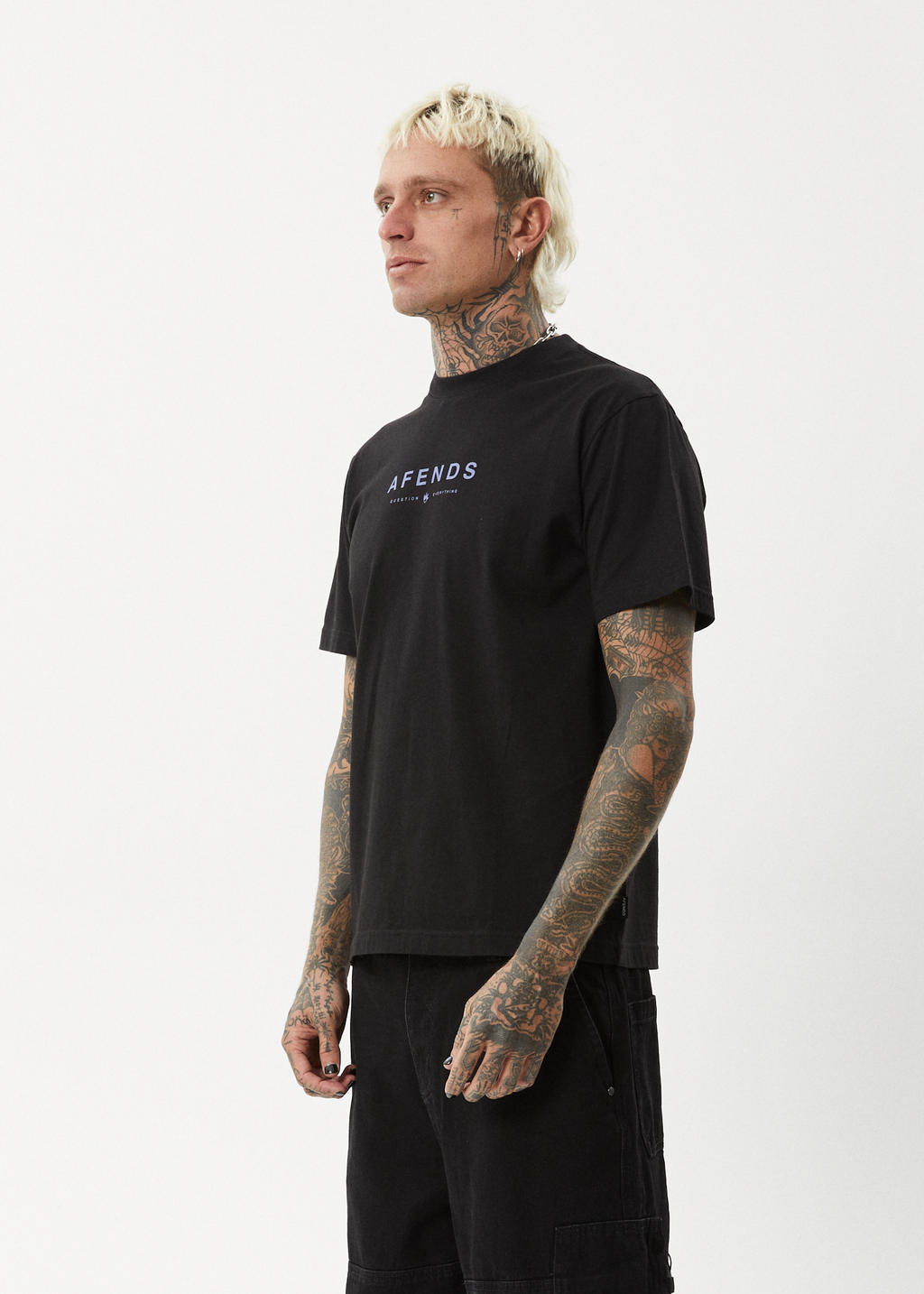 AFENDS Mens Thrown Out - Retro Tee - Black