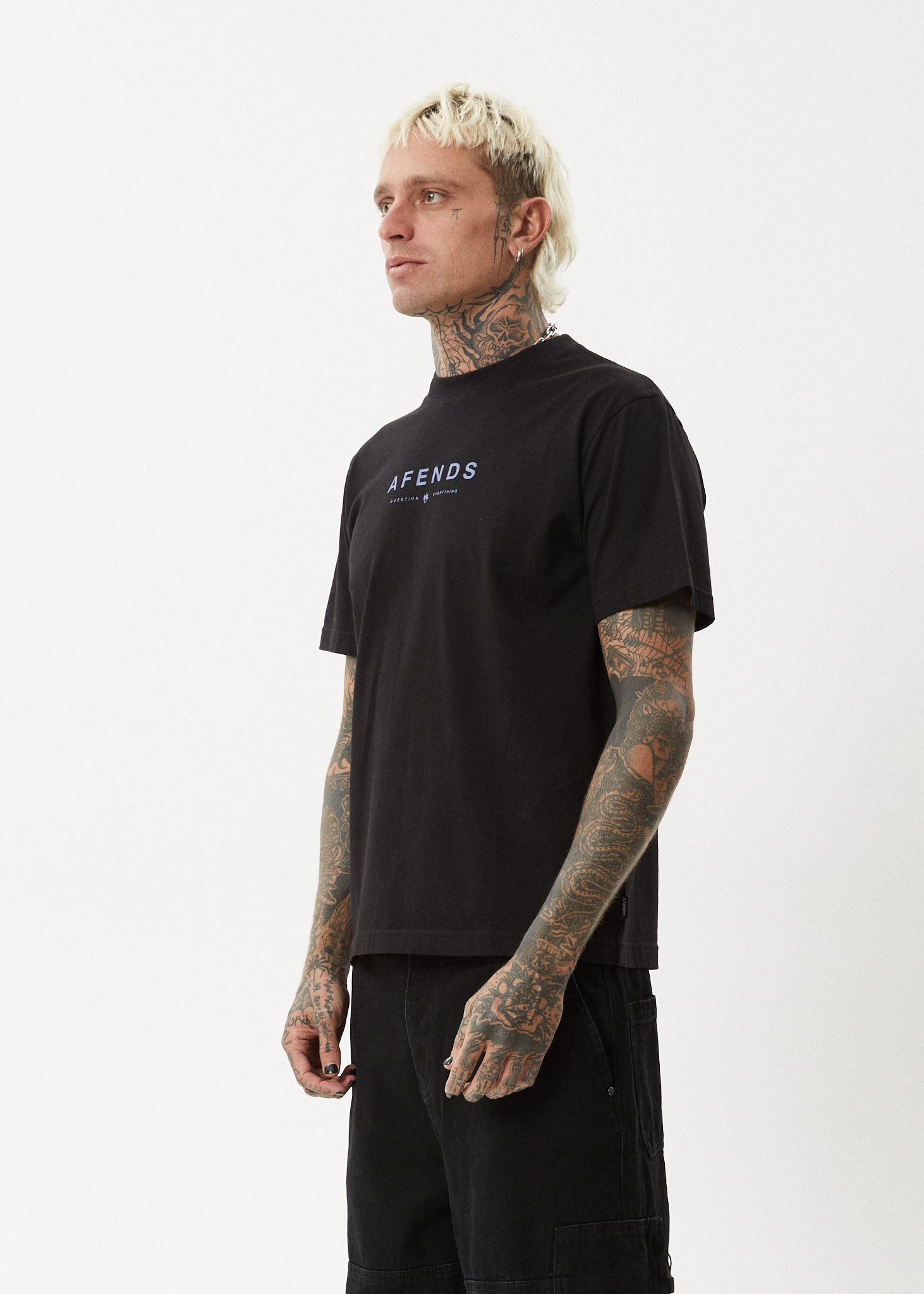 AFENDS Mens Thrown Out - Retro Tee - Black