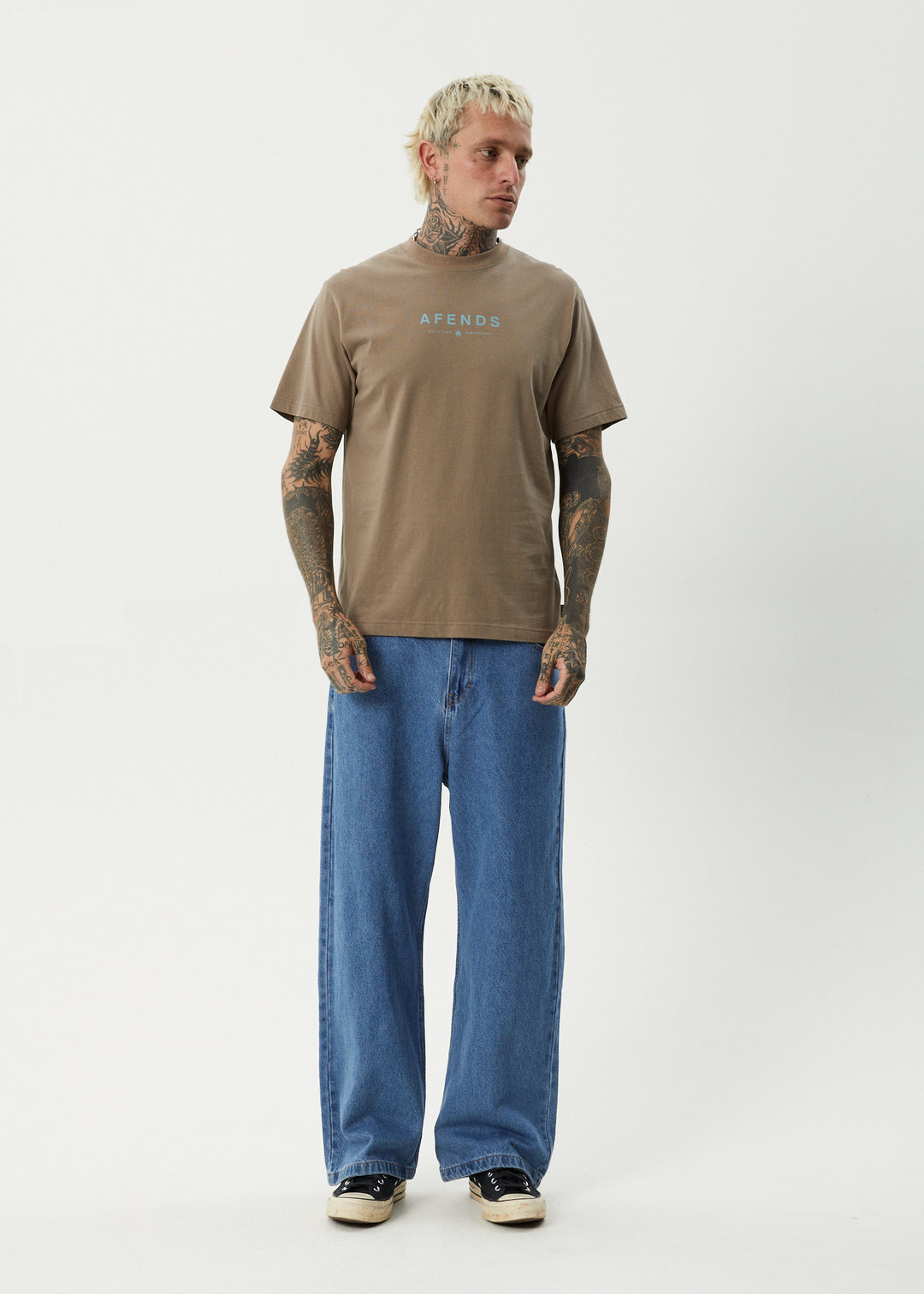 AFENDS Mens Thrown Out - Retro Fit Tee - Fossil