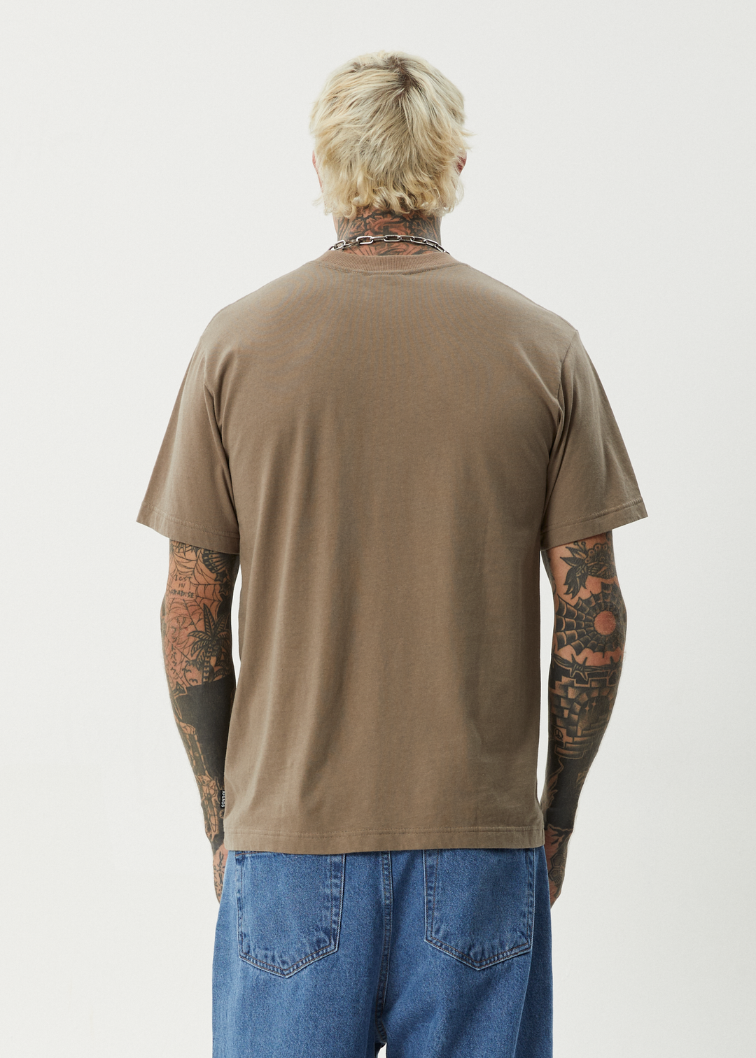 AFENDS Mens Thrown Out - Retro Fit Tee - Fossil