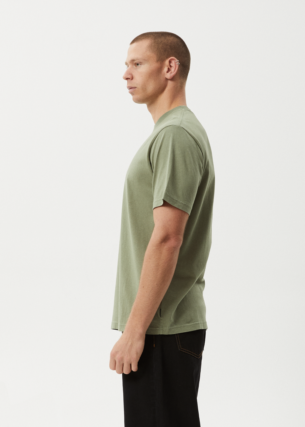 AFENDS Mens Thrown Out - Retro Tee - Oil Green