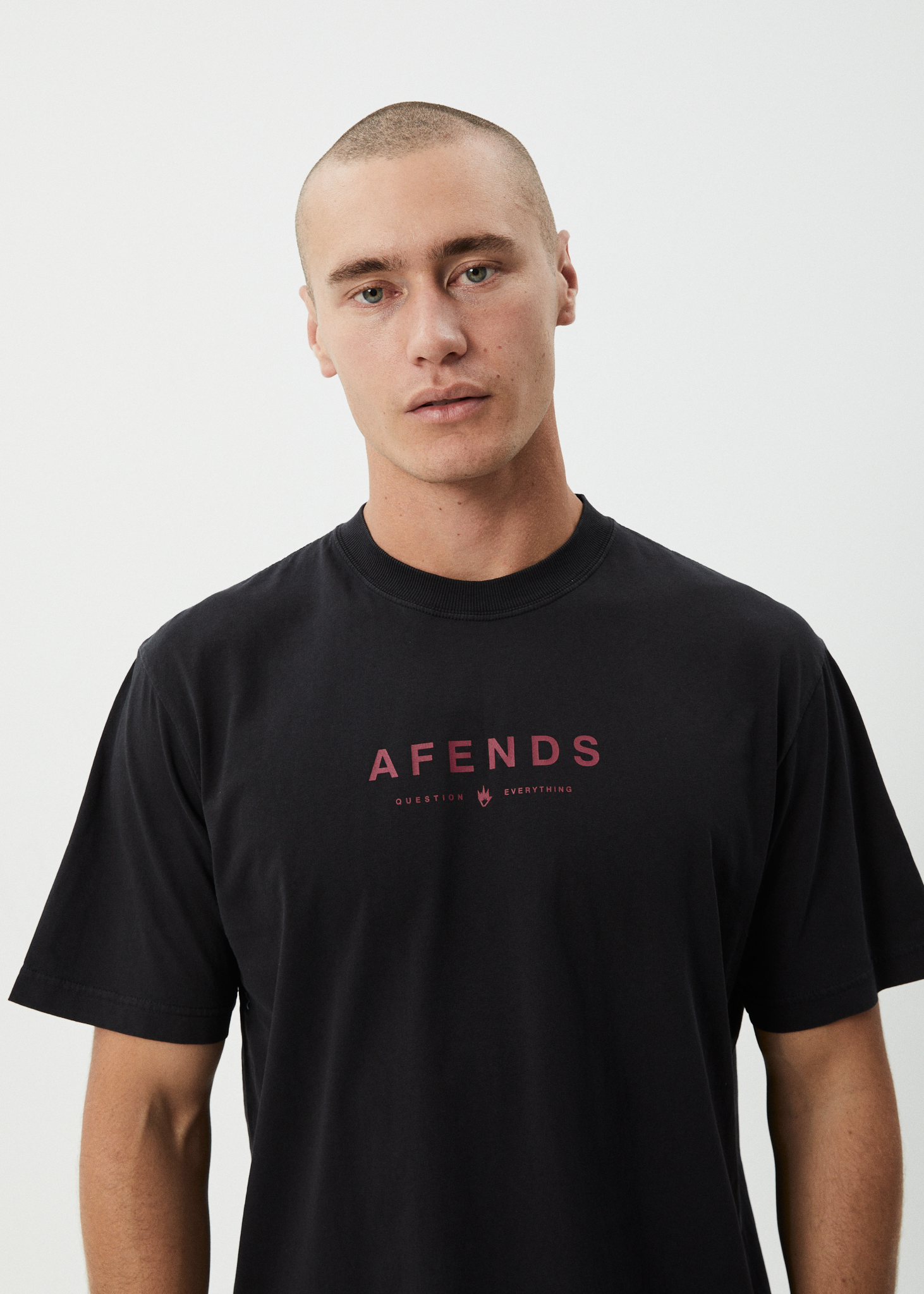 AFENDS Mens Thrown Out - Retro Tee - Stone Black
