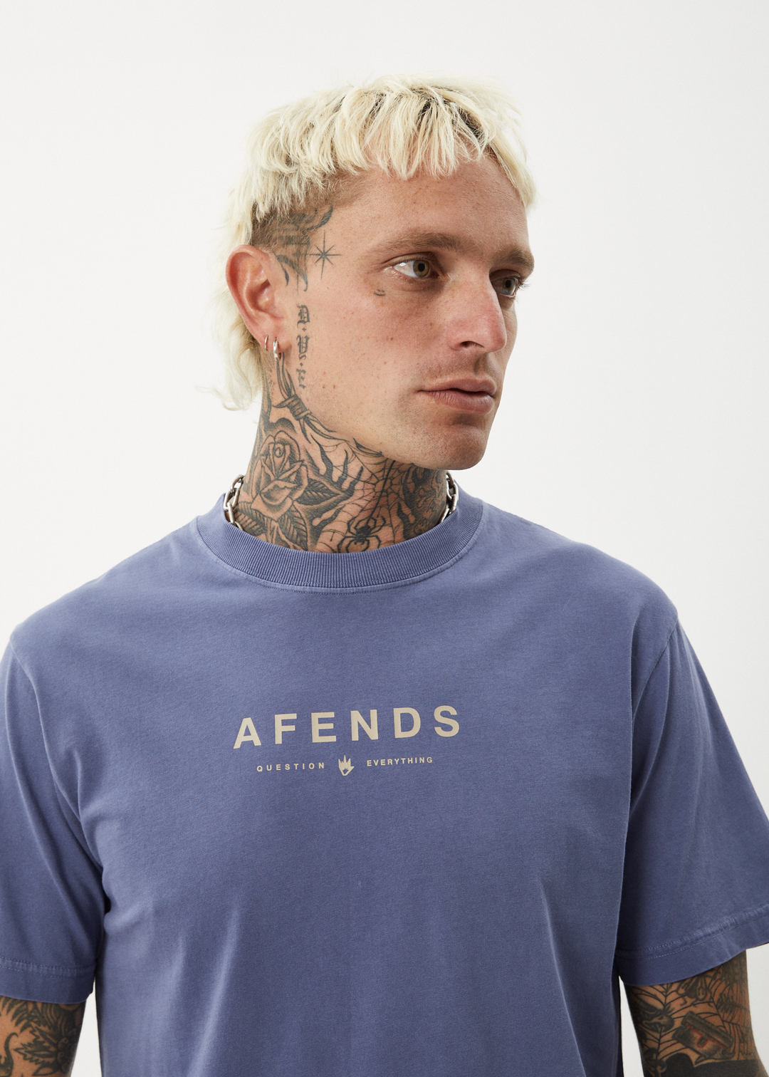 AFENDS Mens Thrown Out - Retro Fit Tee - Washed Marlin 