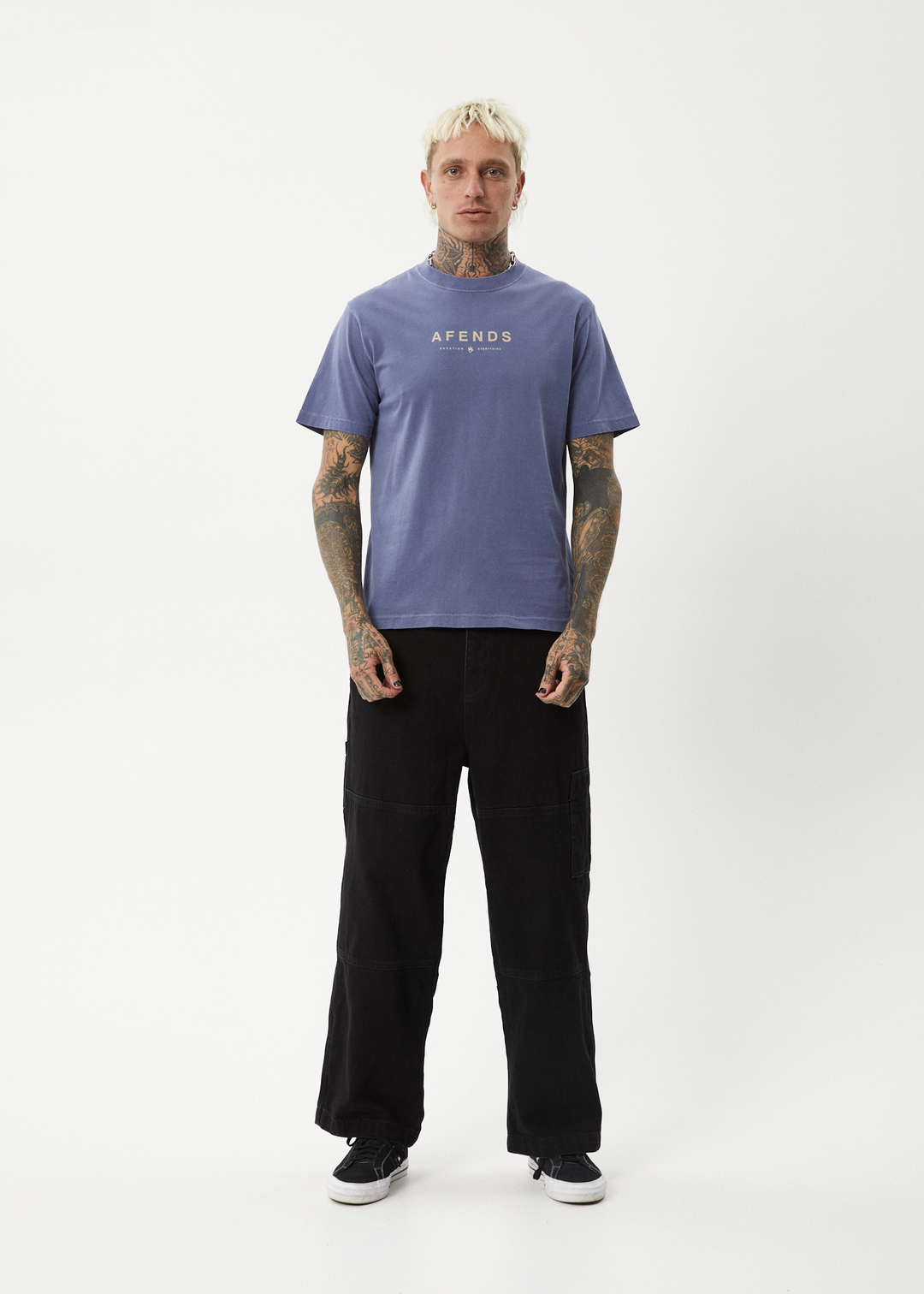 AFENDS Mens Thrown Out - Retro Fit Tee - Washed Marlin 