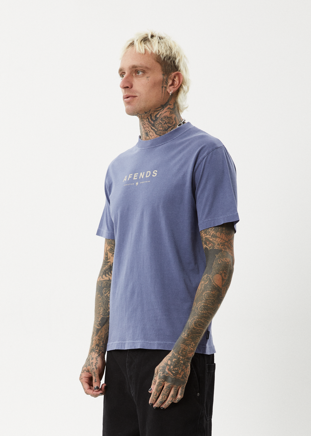 AFENDS Mens Thrown Out - Retro Fit Tee - Washed Marlin 