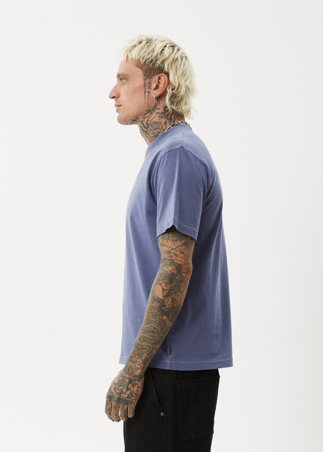 AFENDS Mens Thrown Out - Retro Fit Tee - Washed Marlin 