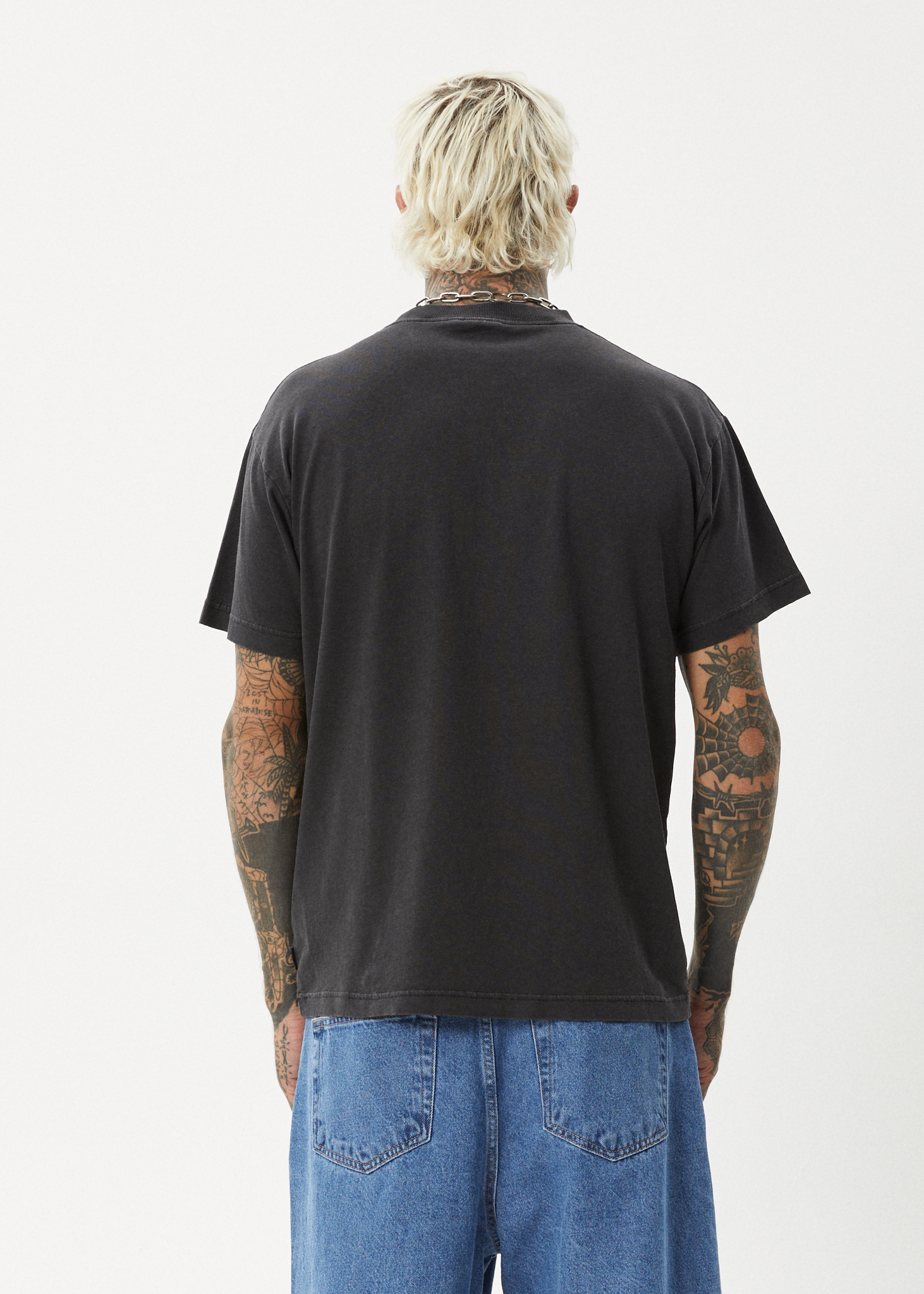 AFENDS Mens Genesis - Heavyweight Boxy Tee - Stone Black