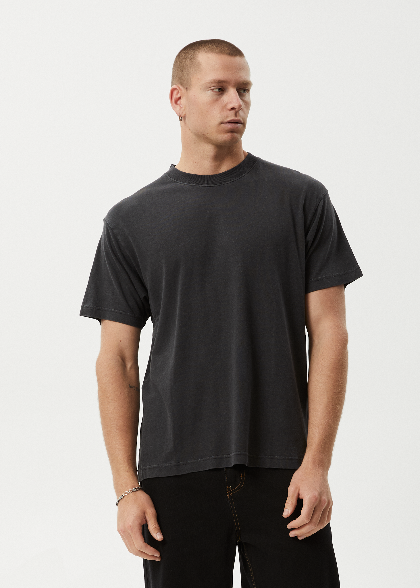 AFENDS Mens Foundation - Boxy Tee - Stone Black