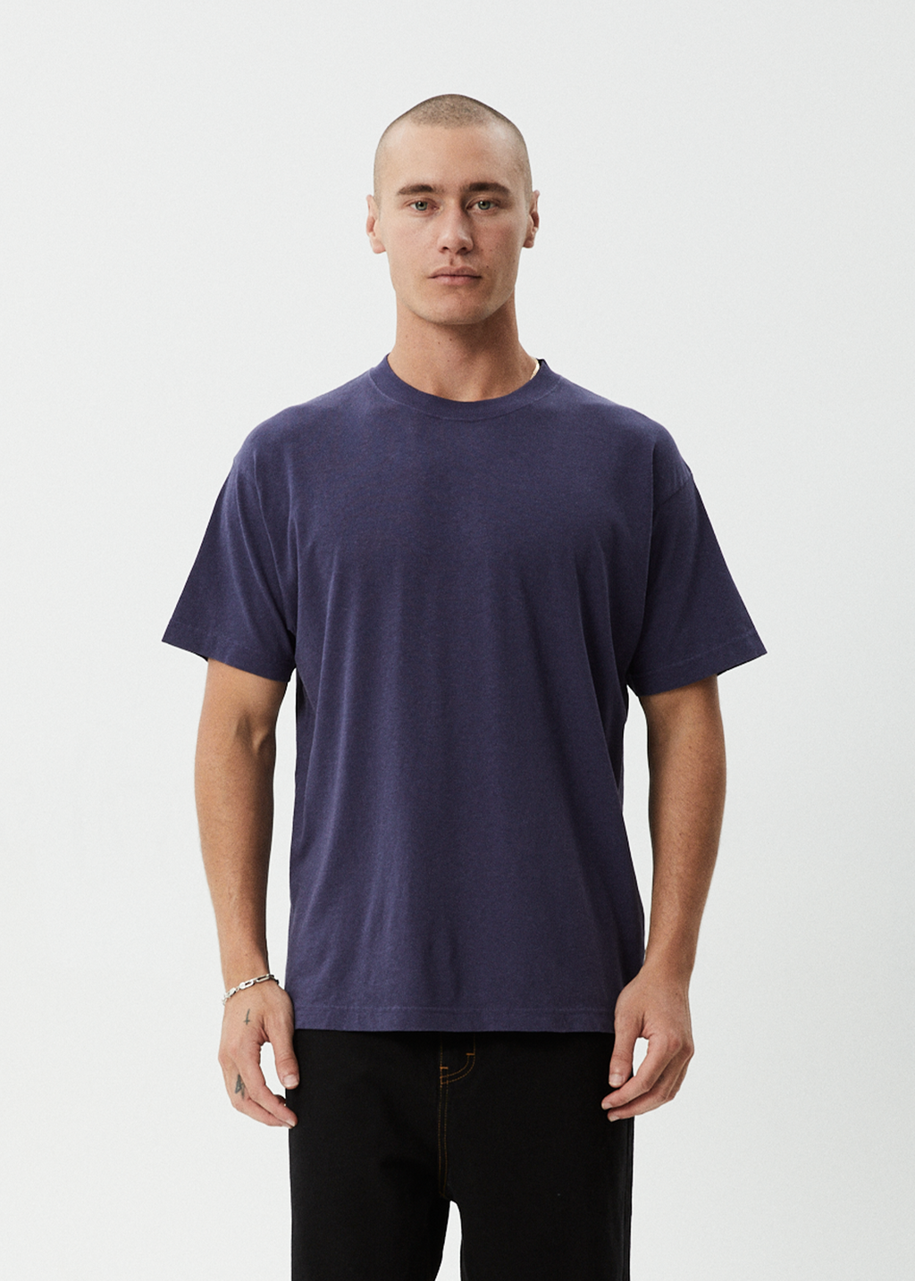 AFENDS Mens Foundation - Boxy Tee - Washed Deep Sea