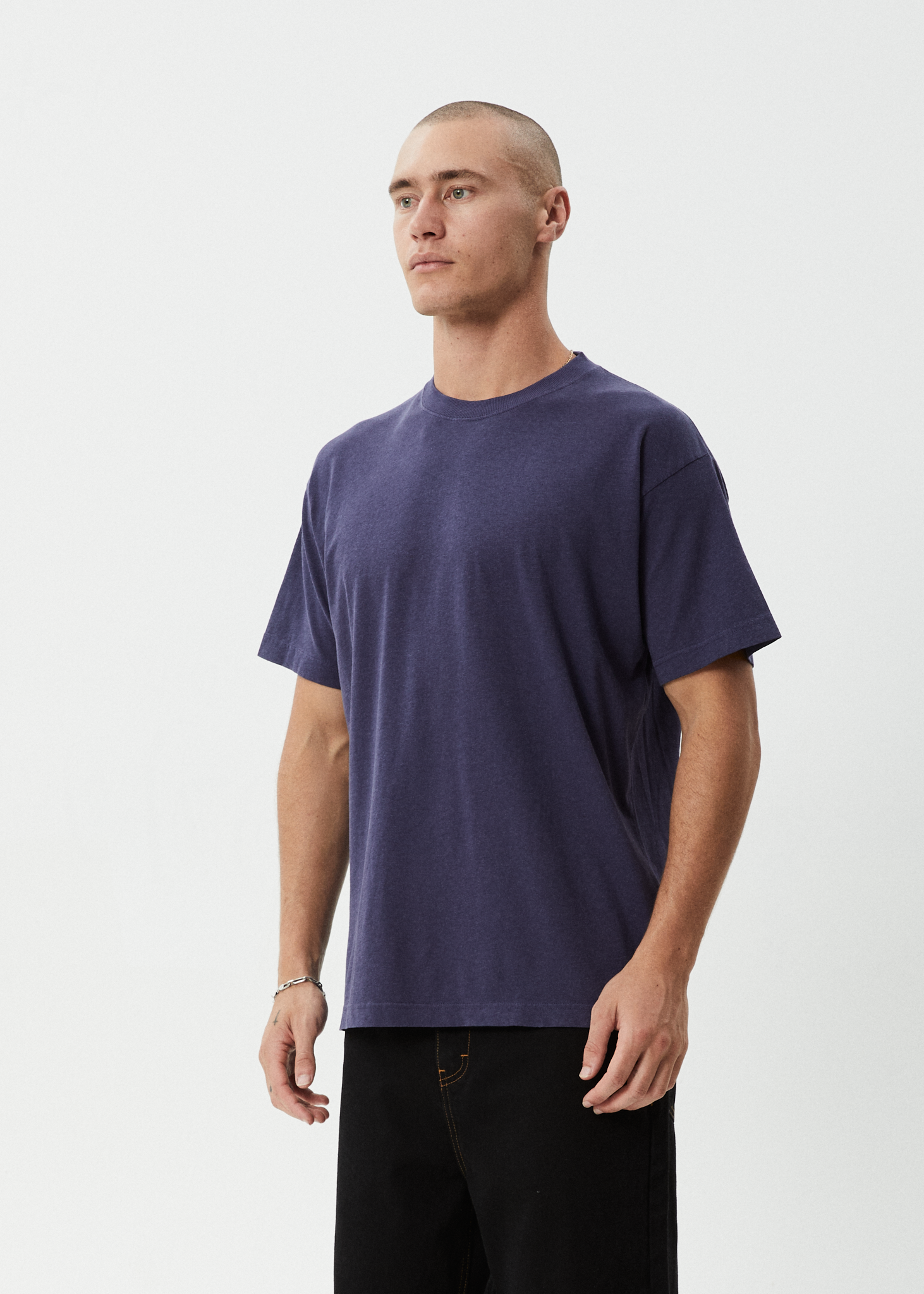 AFENDS Mens Foundation - Boxy Tee - Washed Deep Sea