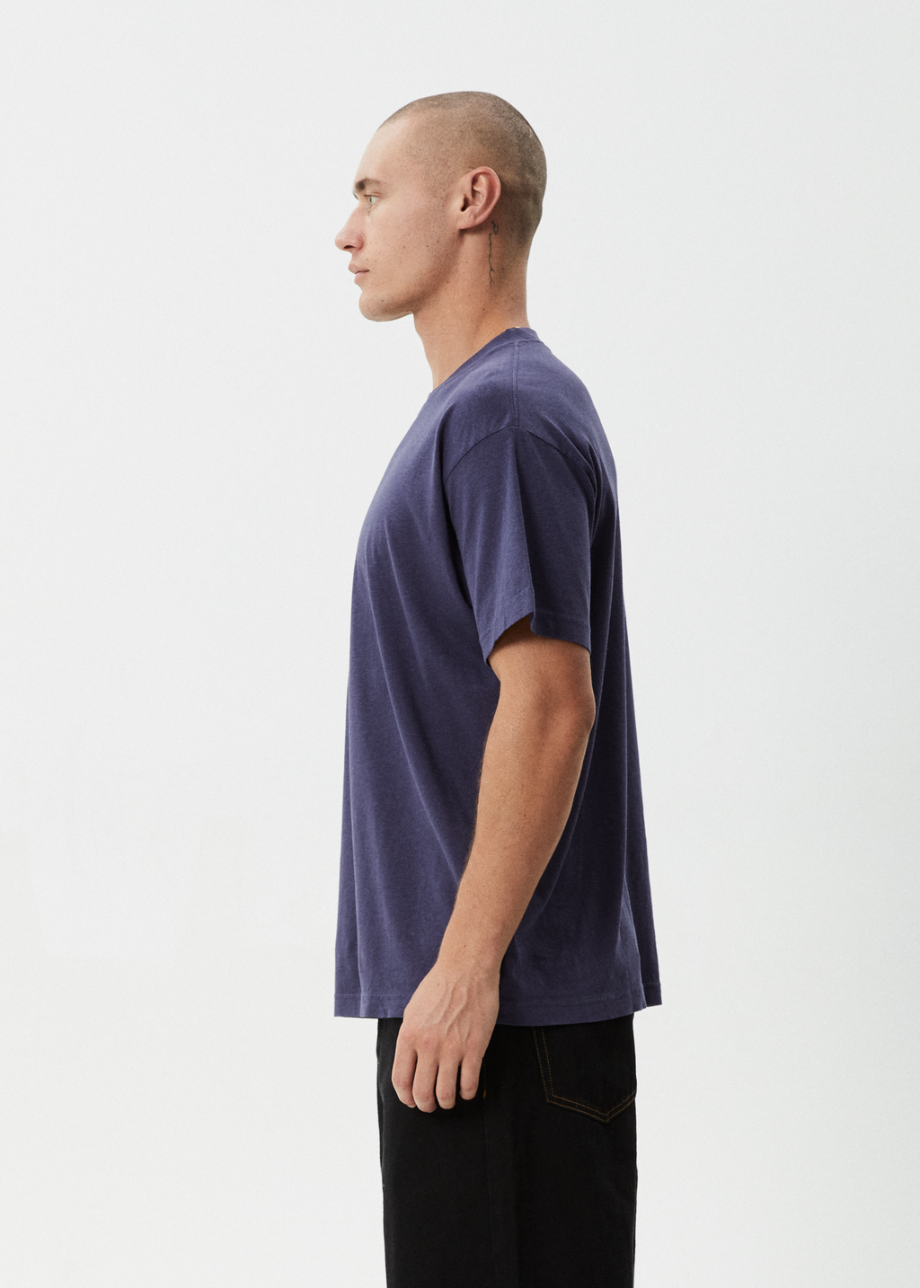 AFENDS Mens Foundation - Boxy Tee - Washed Deep Sea