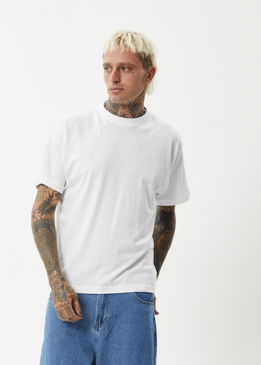 AFENDS Mens Foundation - Boxy Fit Tee - White 