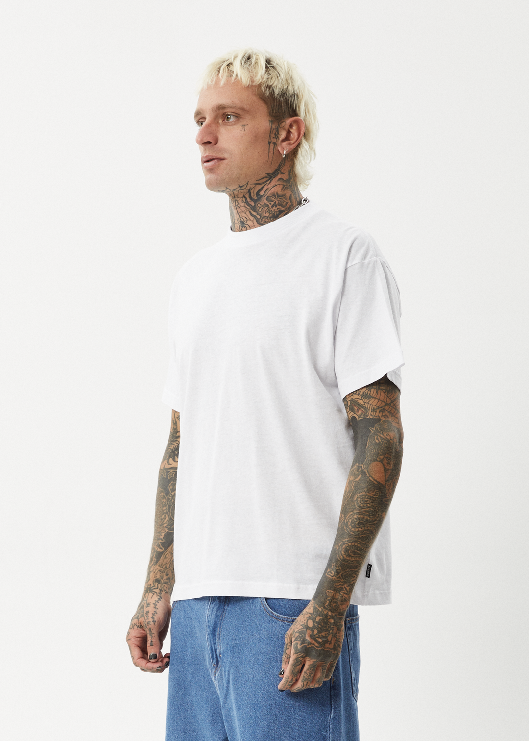 AFENDS Mens Foundation - Boxy Fit Tee - White 