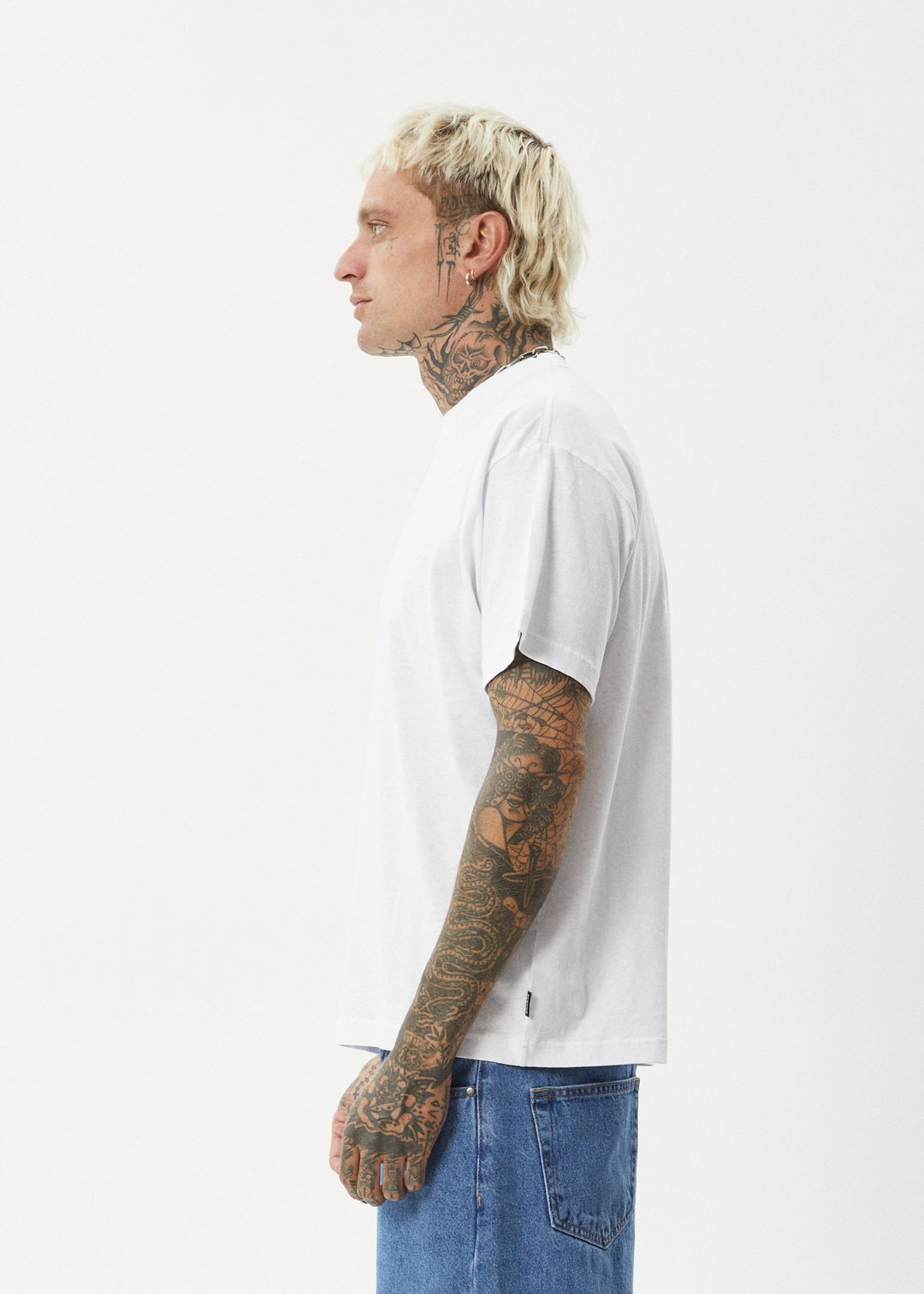 AFENDS Mens Foundation - Boxy Fit Tee - White 