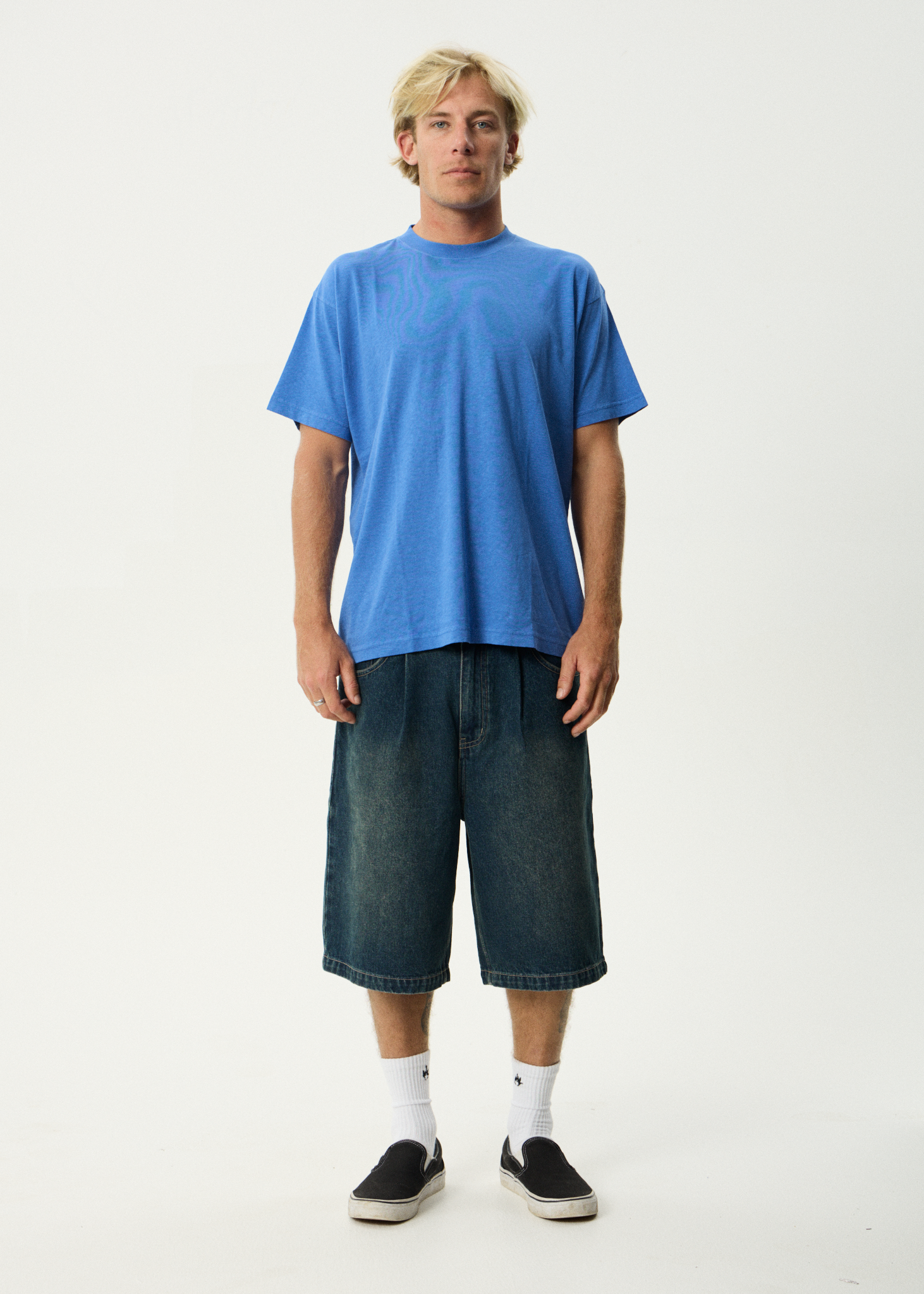AFENDS Mens Foundation - Boxy Tee - Washed Marina