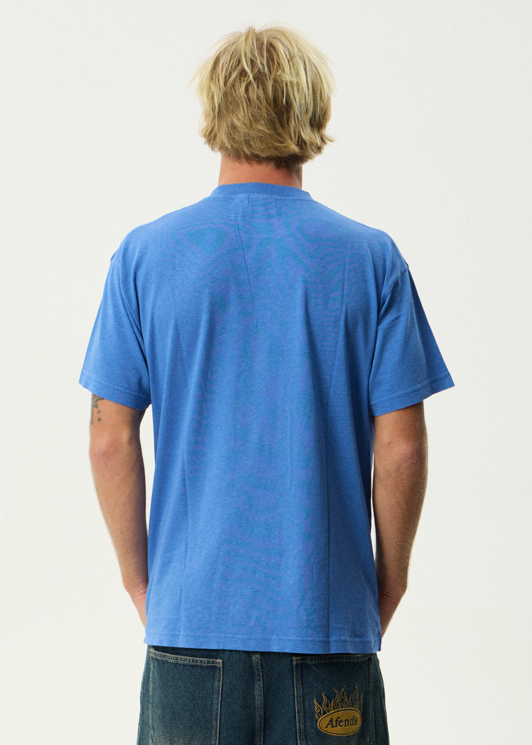 AFENDS Mens Foundation - Boxy Tee - Washed Marina