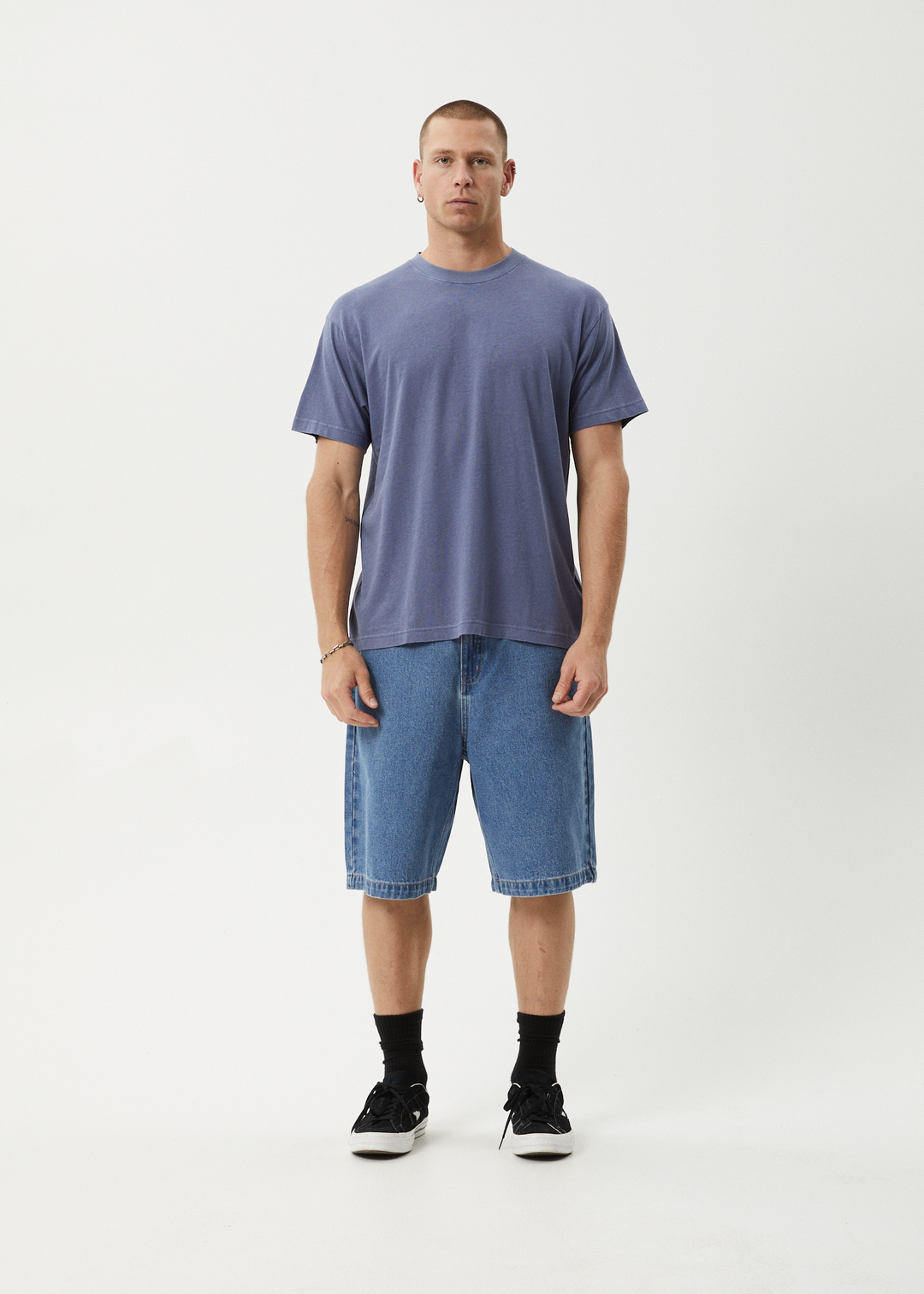 AFENDS Mens Foundation - Boxy Fit Tee - Washed Marlin 