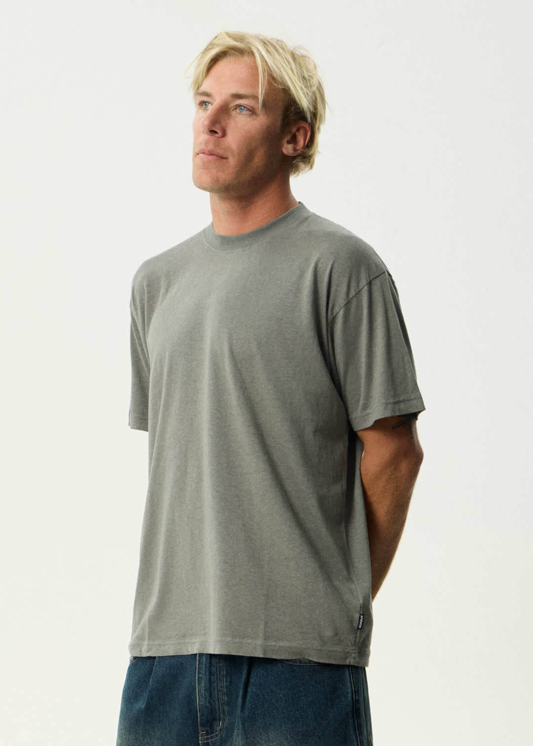 AFENDS Mens Foundation - Boxy Tee - Washed Sycamore
