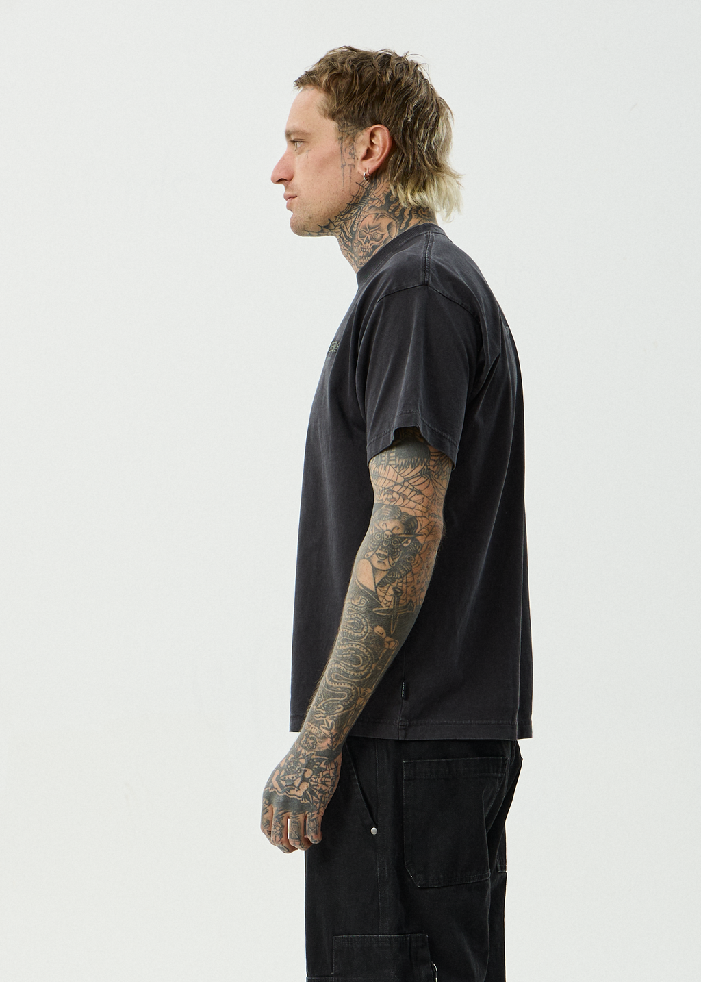 AFENDS Mens Hq - Recycled Boxy Fit Tee - Stone Black