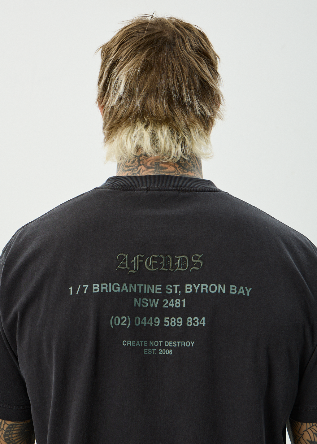 AFENDS Mens Hq - Recycled Boxy Fit Tee - Stone Black