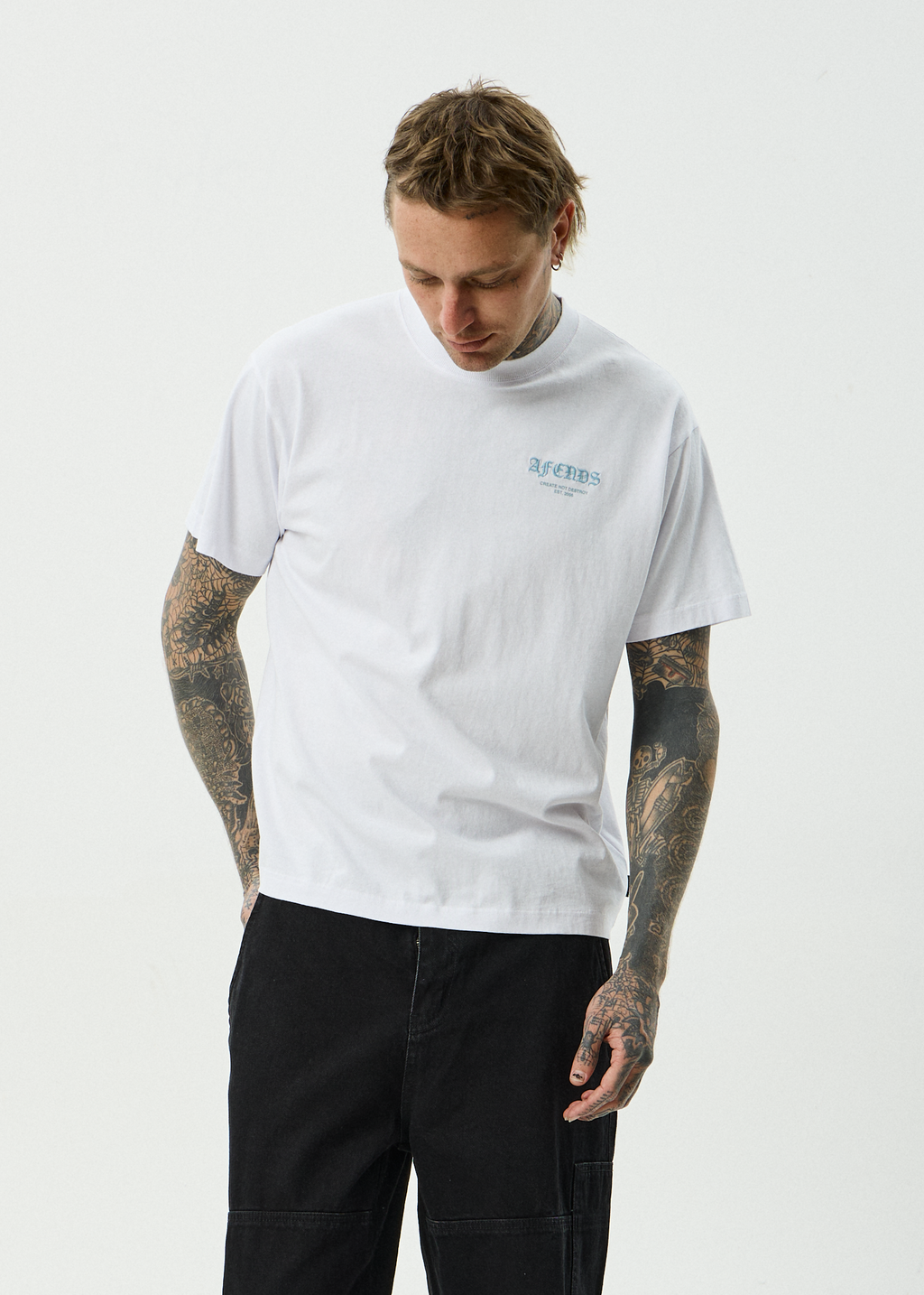 AFENDS Mens Hq - Recycled Boxy Fit Tee - White