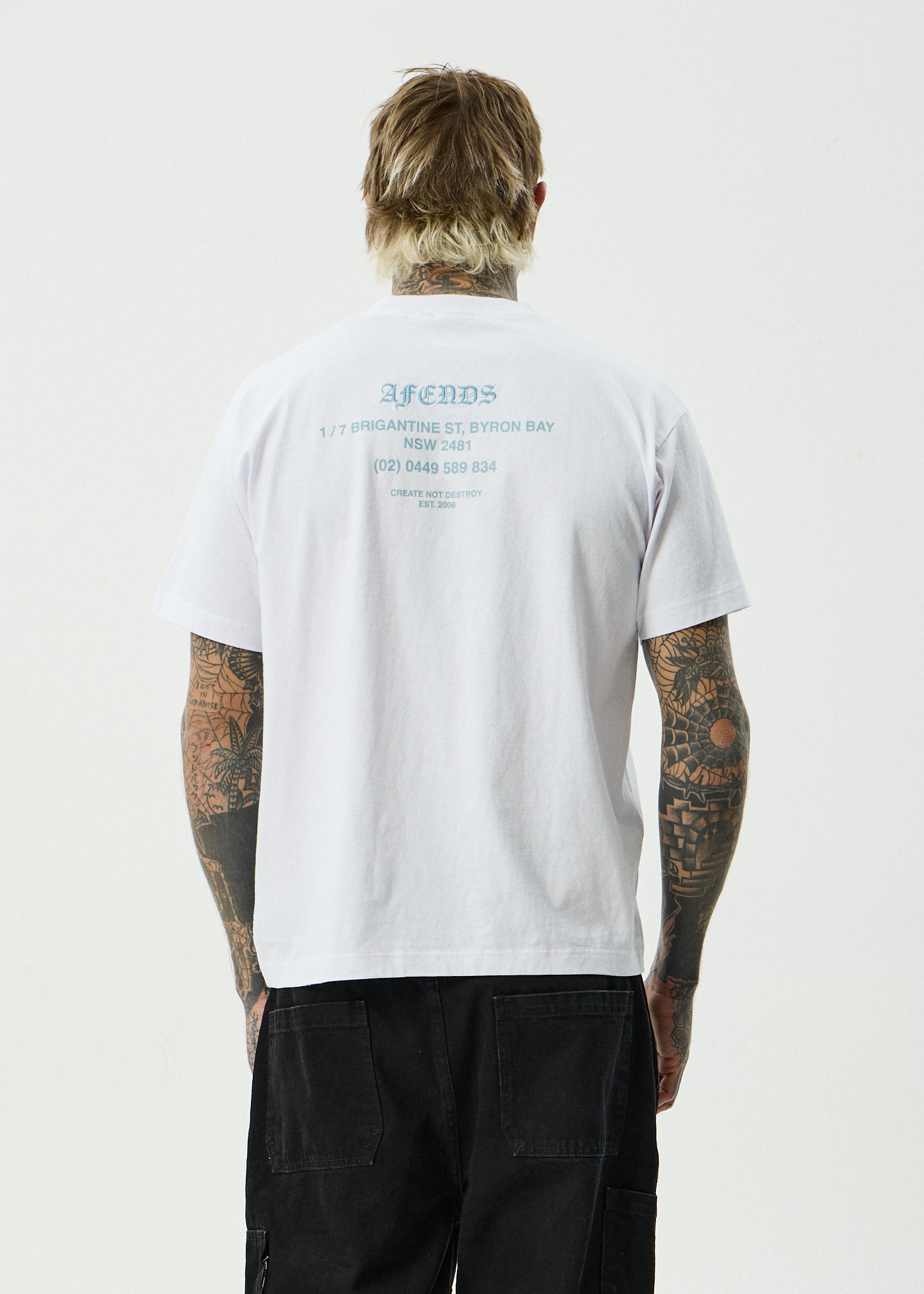 AFENDS Mens Hq - Recycled Boxy Fit Tee - White