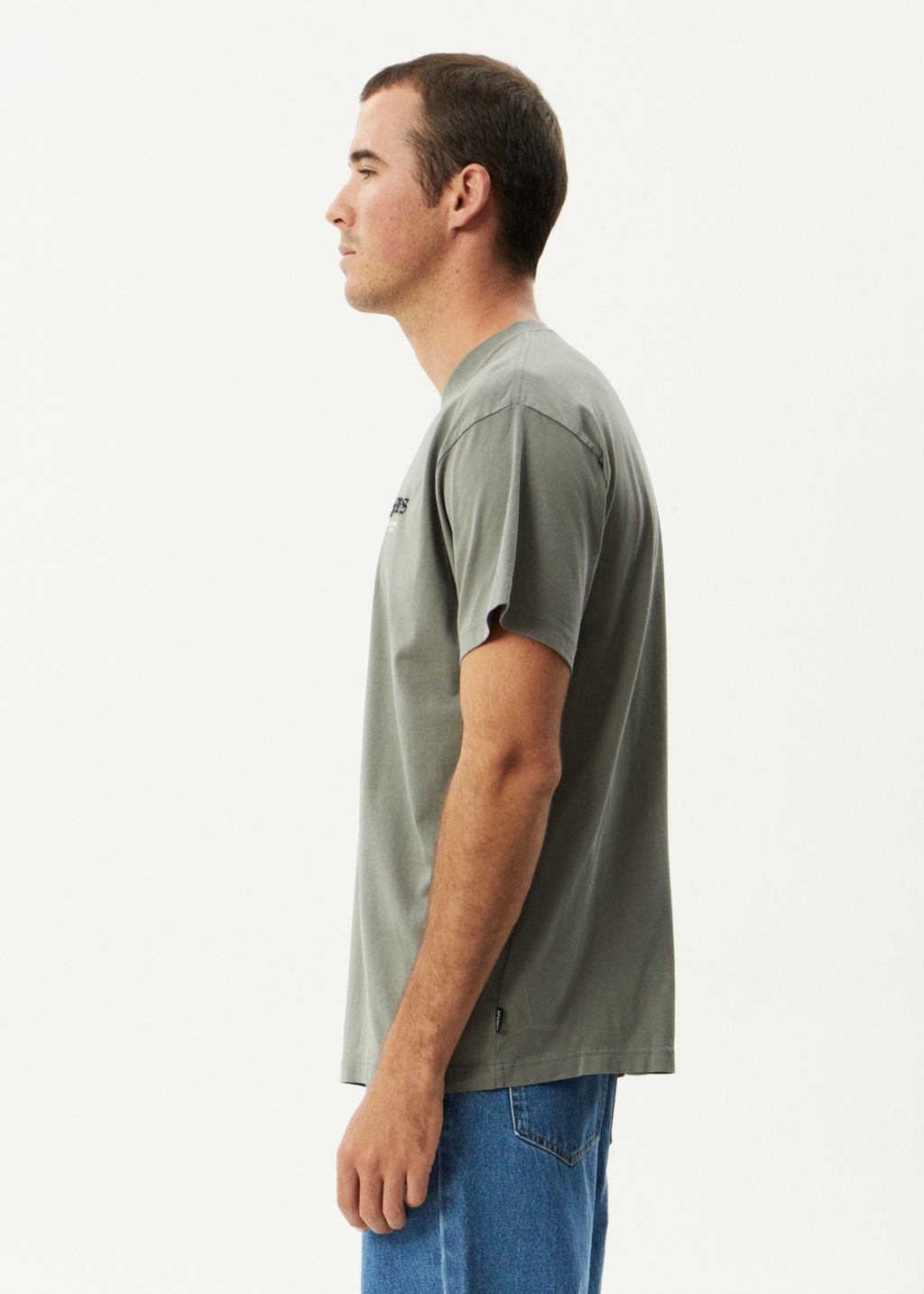 AFENDS Mens Hq - Boxy Tee - Washed Sycamore
