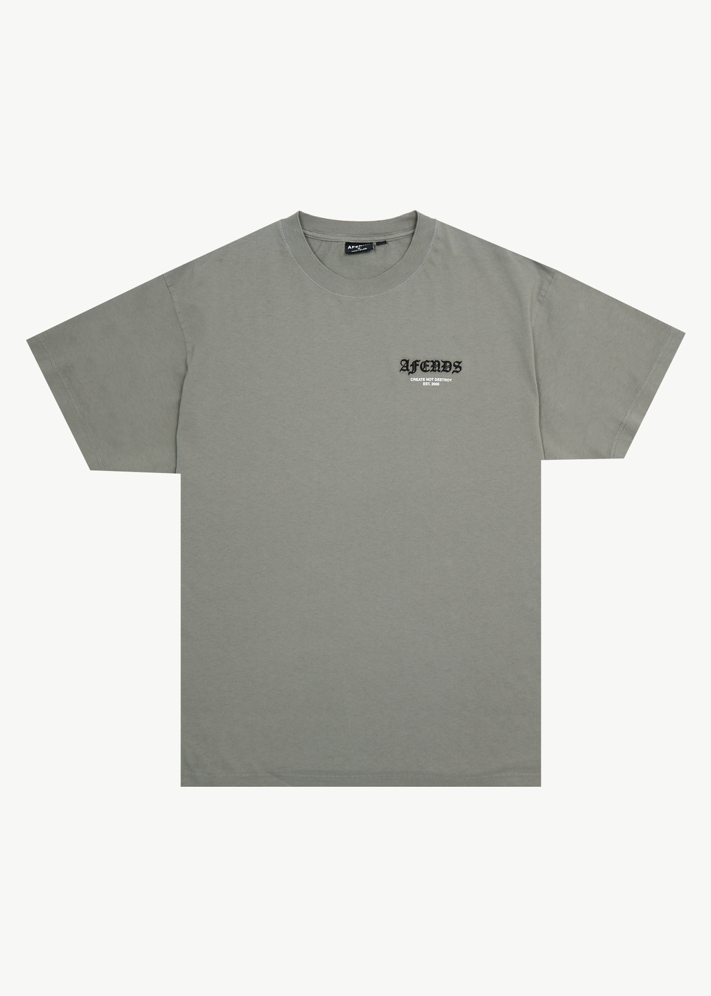 AFENDS Mens Hq - Boxy Tee - Washed Sycamore