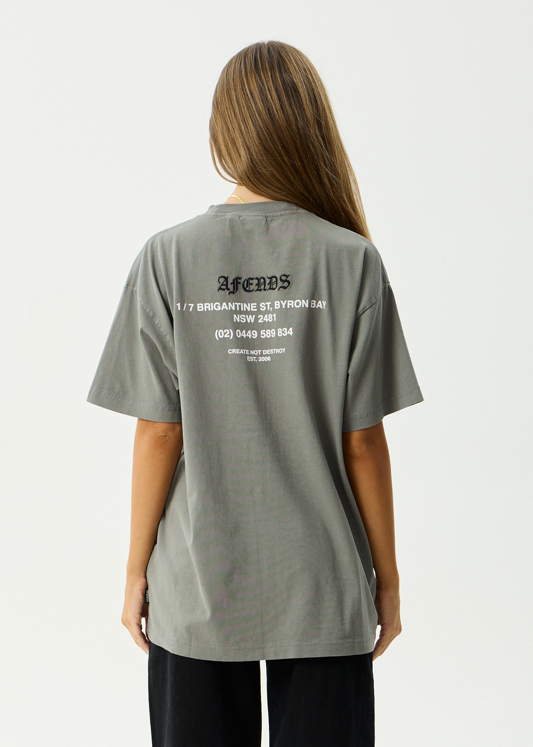 AFENDS Mens Hq - Boxy Tee - Washed Sycamore