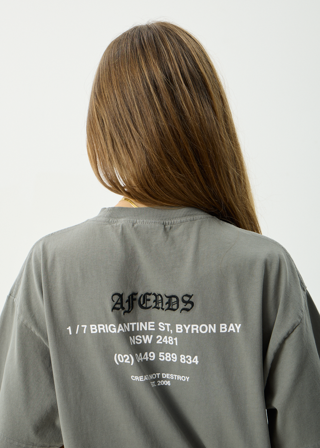 AFENDS Mens Hq - Boxy Tee - Washed Sycamore